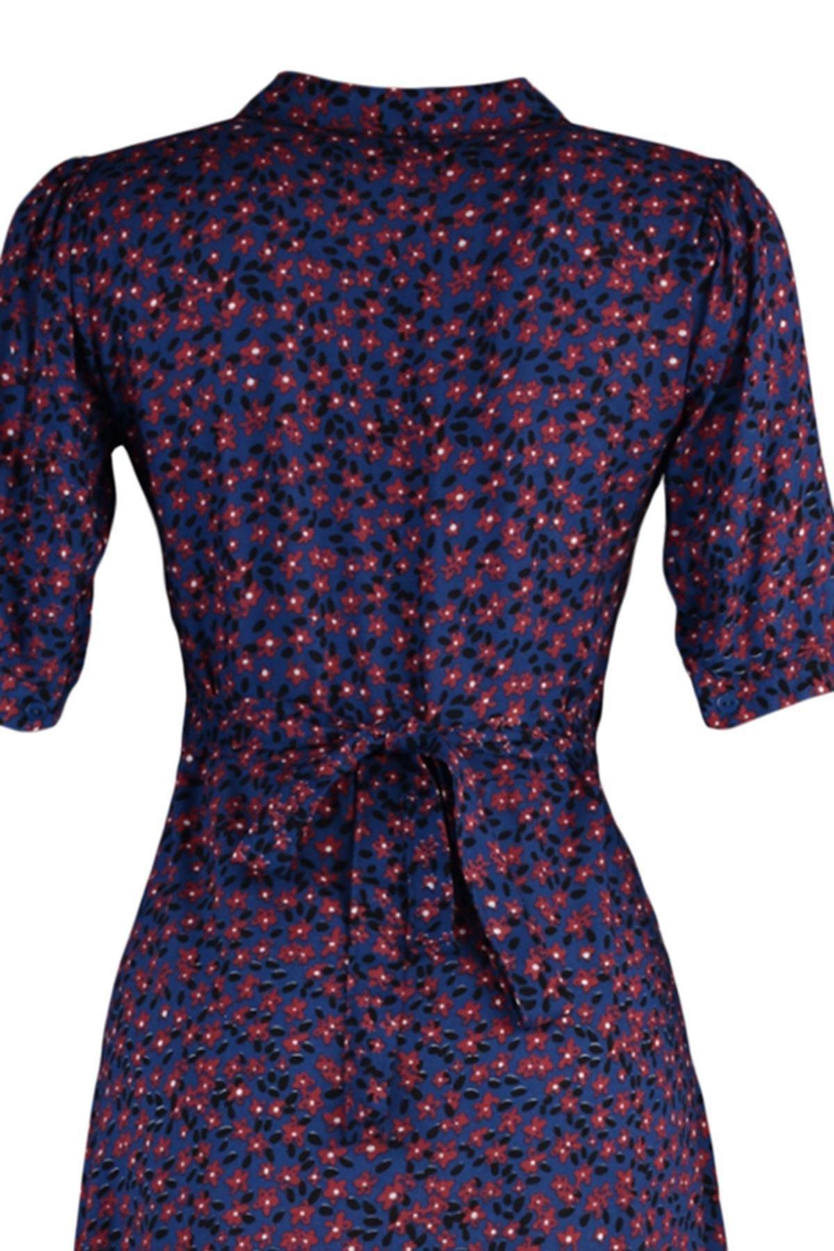 Navy Floral Shirt Dress, , large image number 12