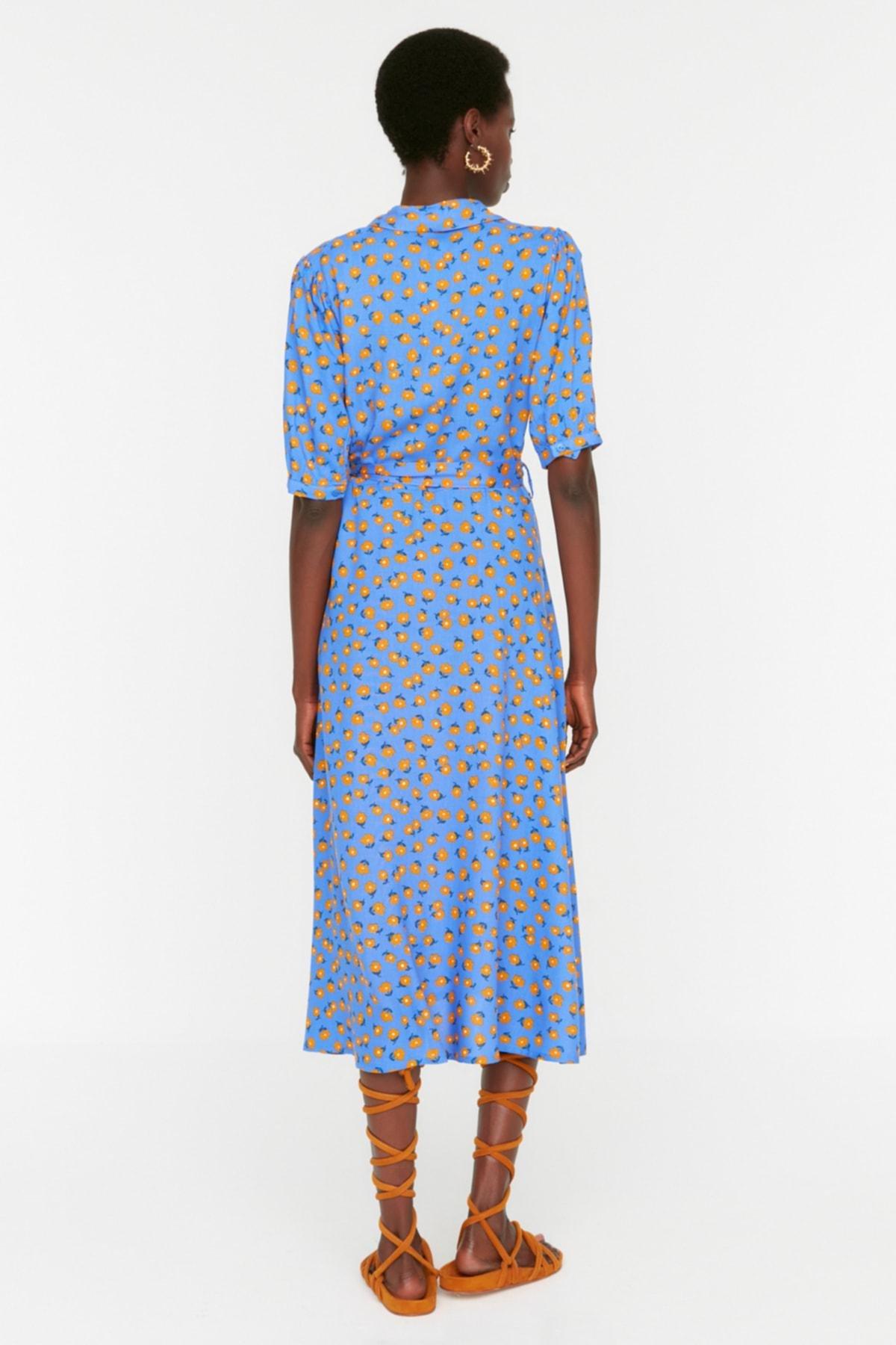 Blue Floral Shirt Dress, , large image number 8
