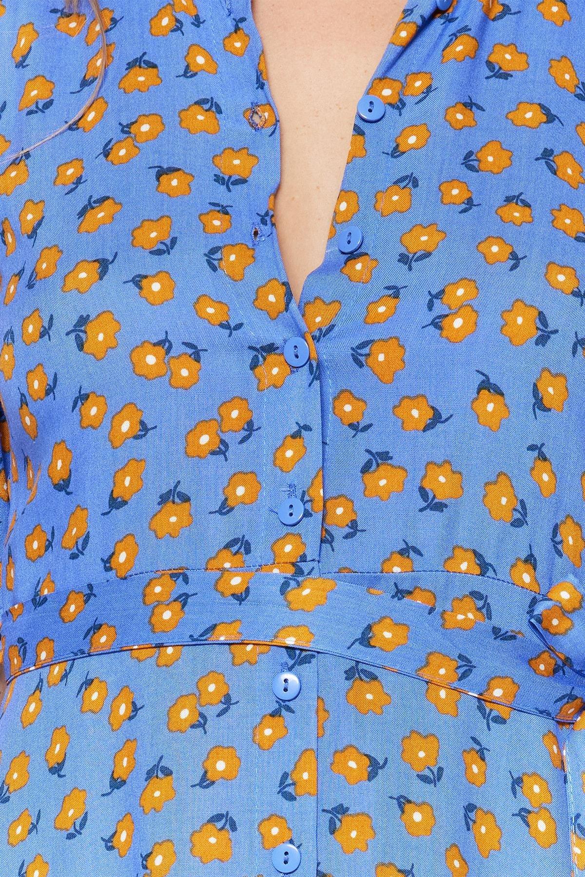 Blue Floral Shirt Dress, , large image number 9
