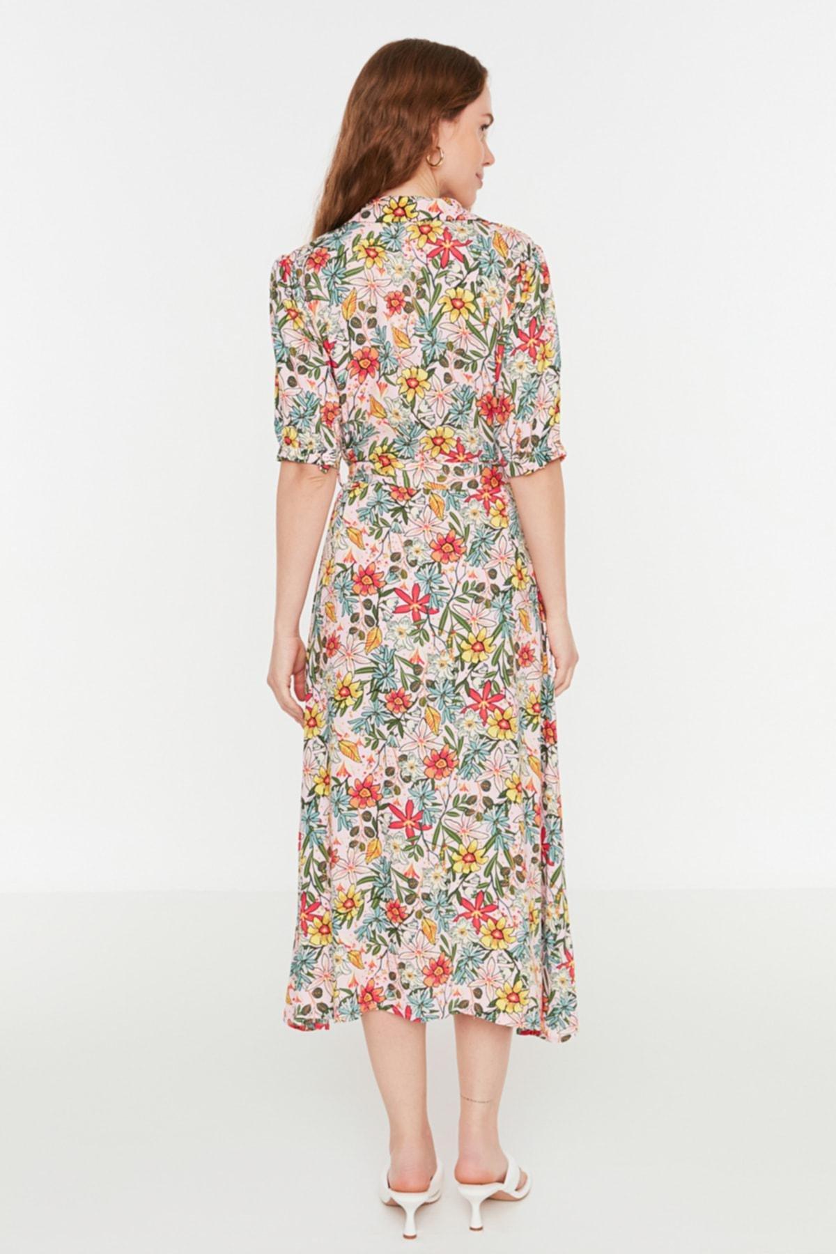 Multicolour Floral Shirt Collar Dress, , large image number 3