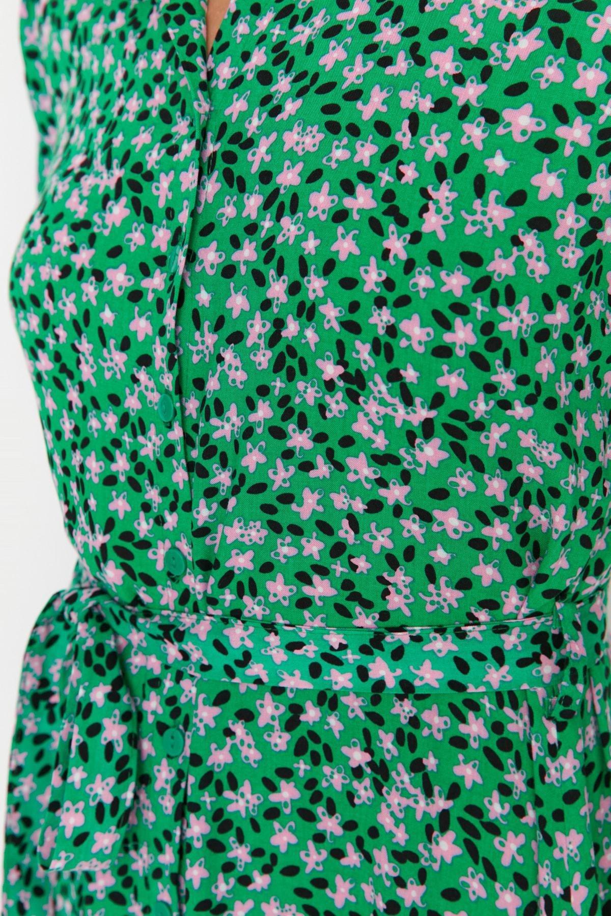 Green Floral Shirt Dress, , large image number 3