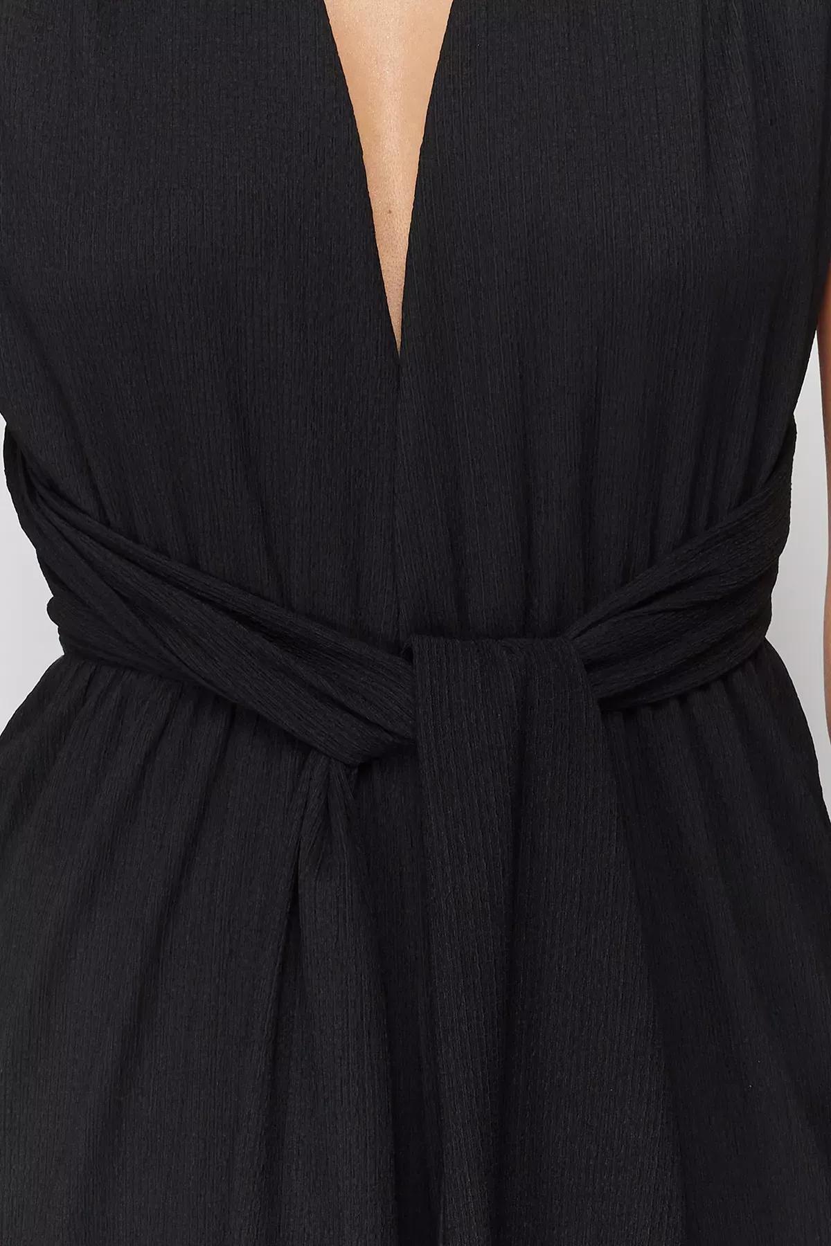 Black Belted Woven Jumpsuit, , large image number 2