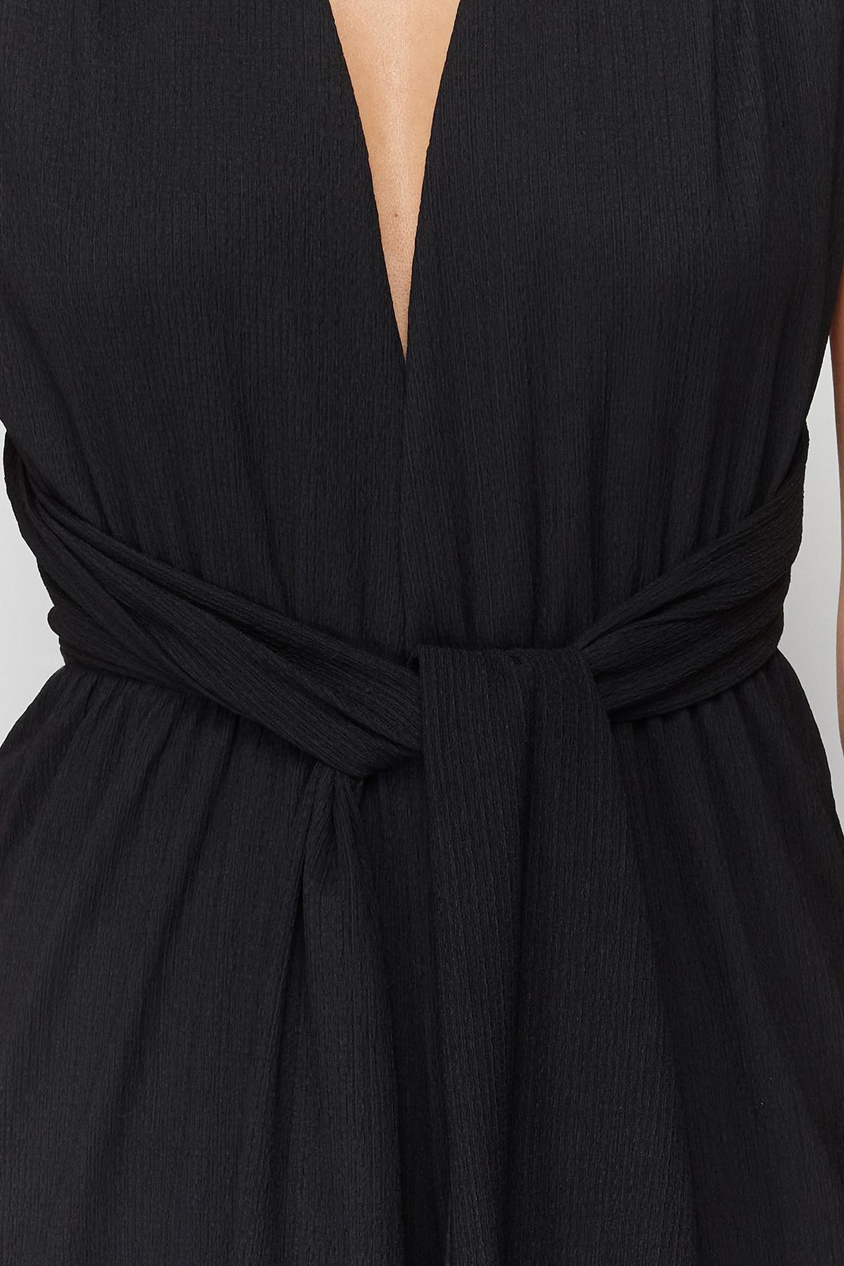Black Belted Woven Jumpsuit, , large image number 3