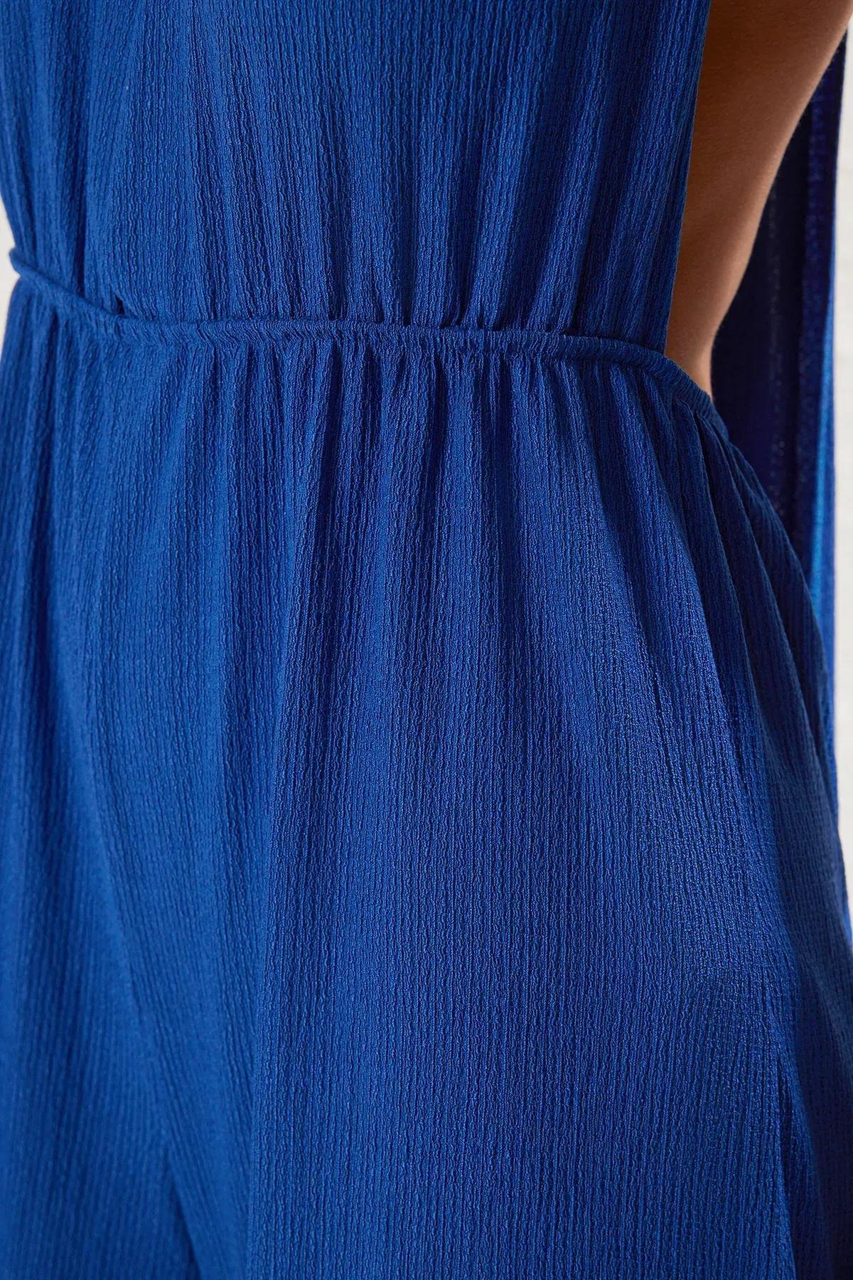 Blue Belted Beach Jumpsuit, , large image number 3