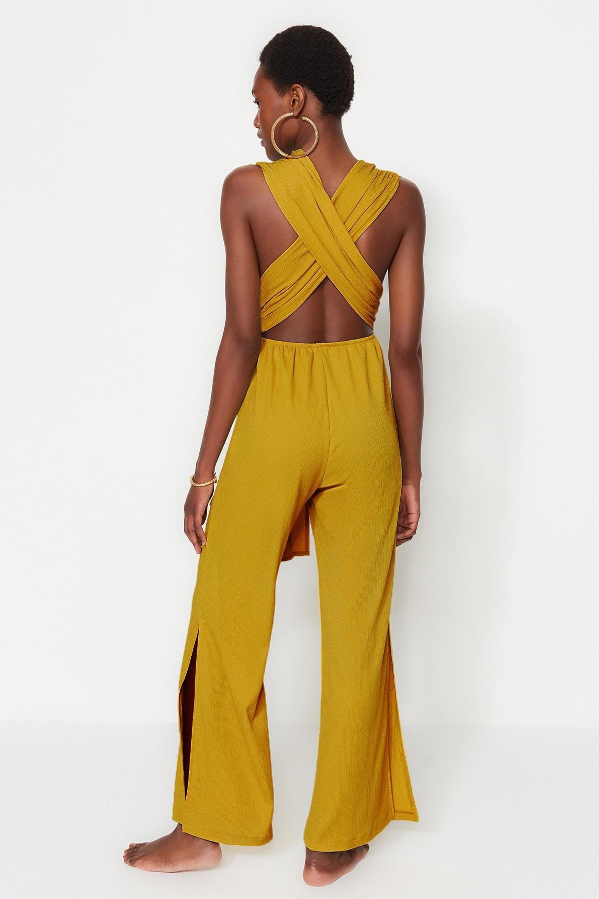 Green V-Neck Jumpsuit, , large image number 2