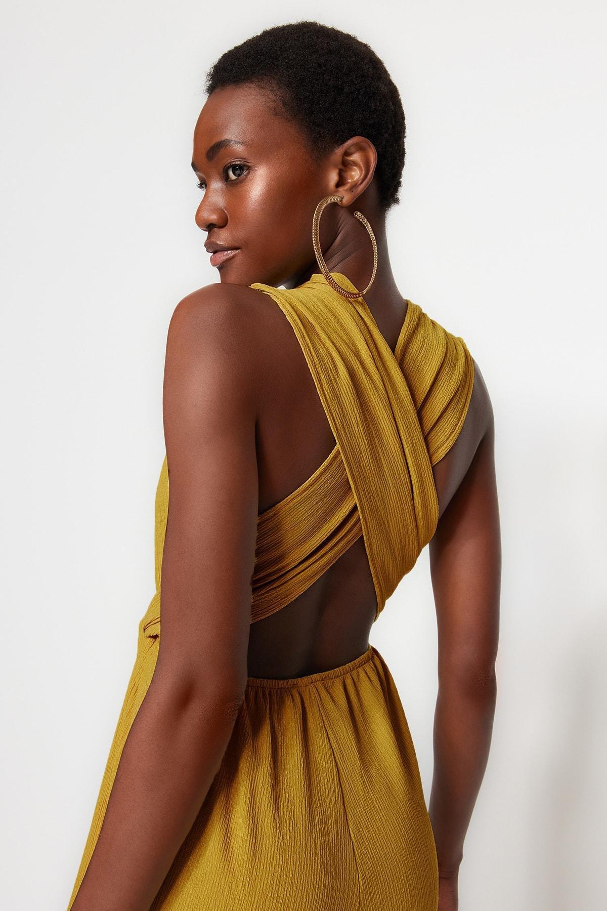 Green V-Neck Jumpsuit, , large image number 4