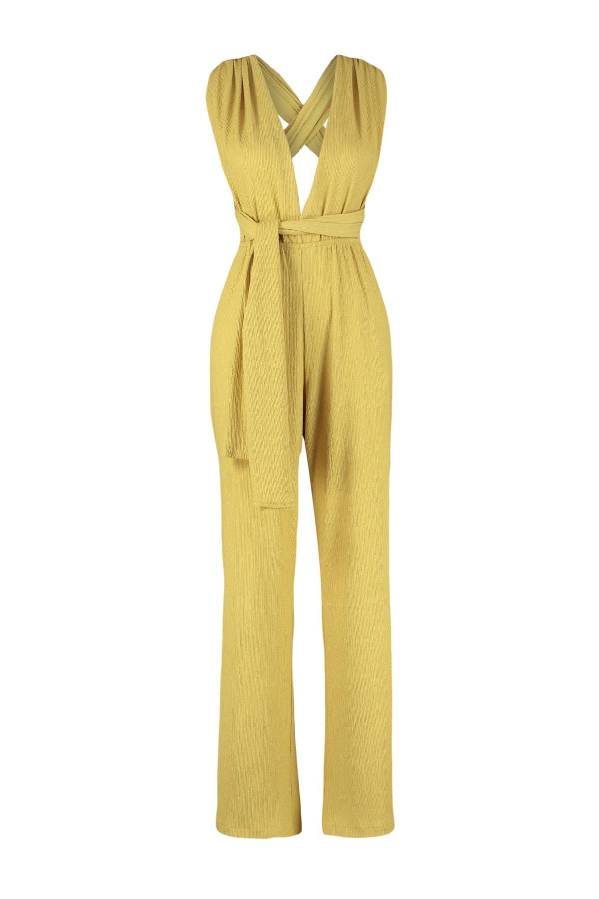 Green V-Neck Jumpsuit, , large image number 5