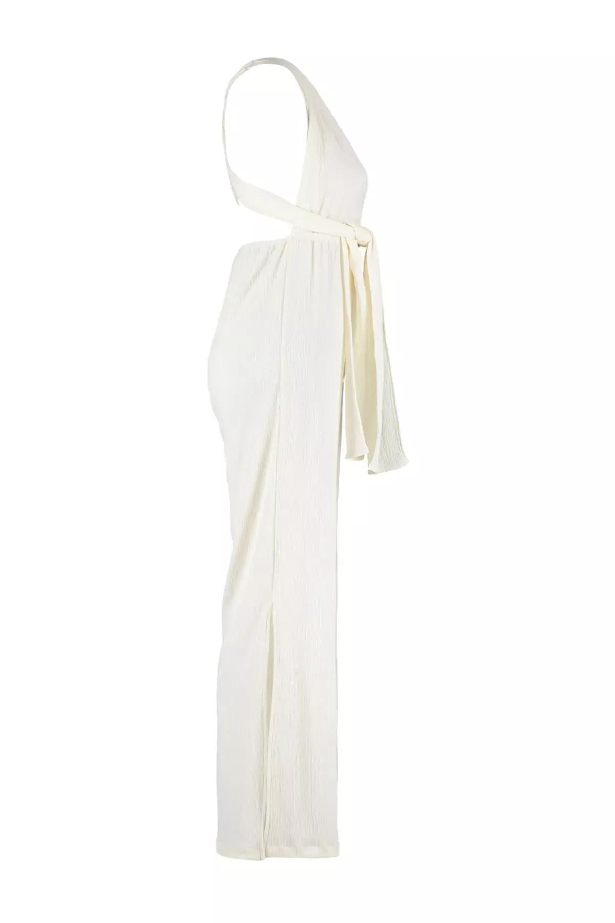 White V-Neck Jumpsuit, Ecru, large image number 5