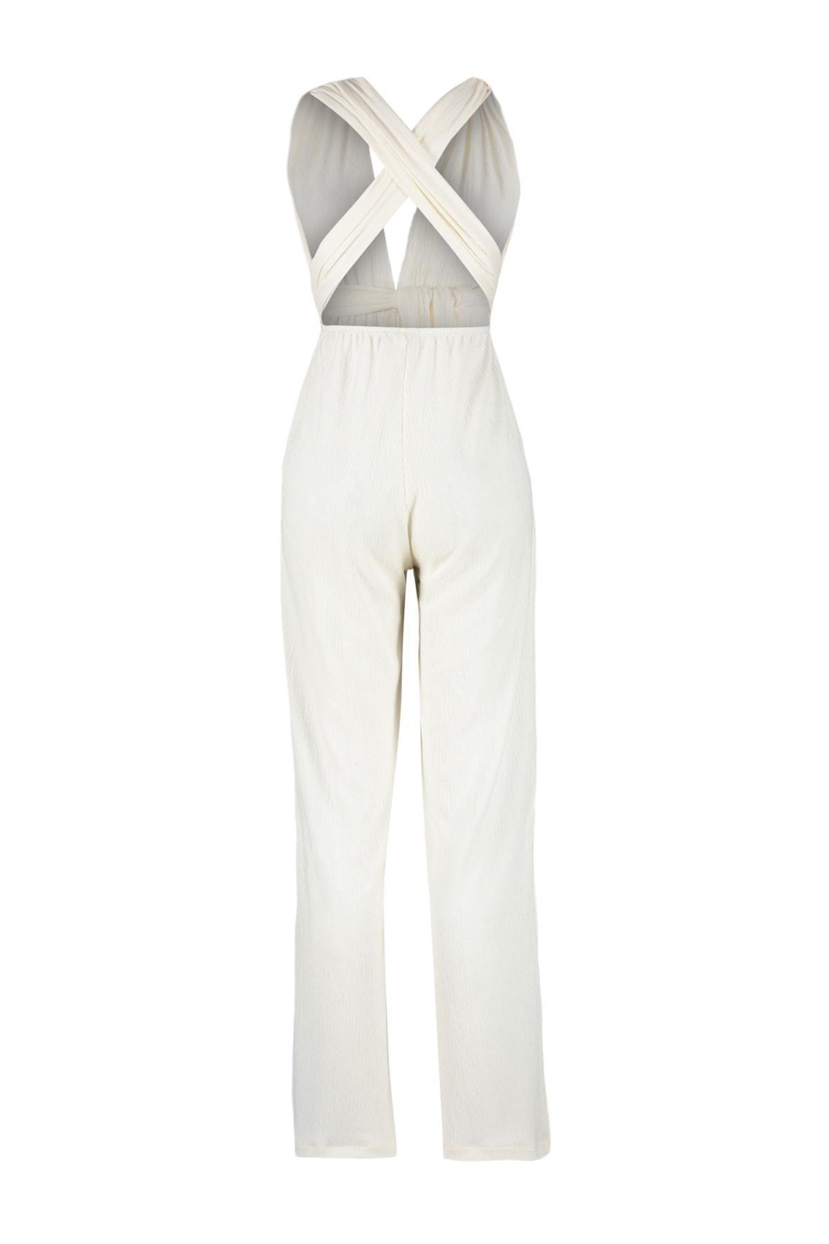 White V-Neck Jumpsuit, , large image number 6
