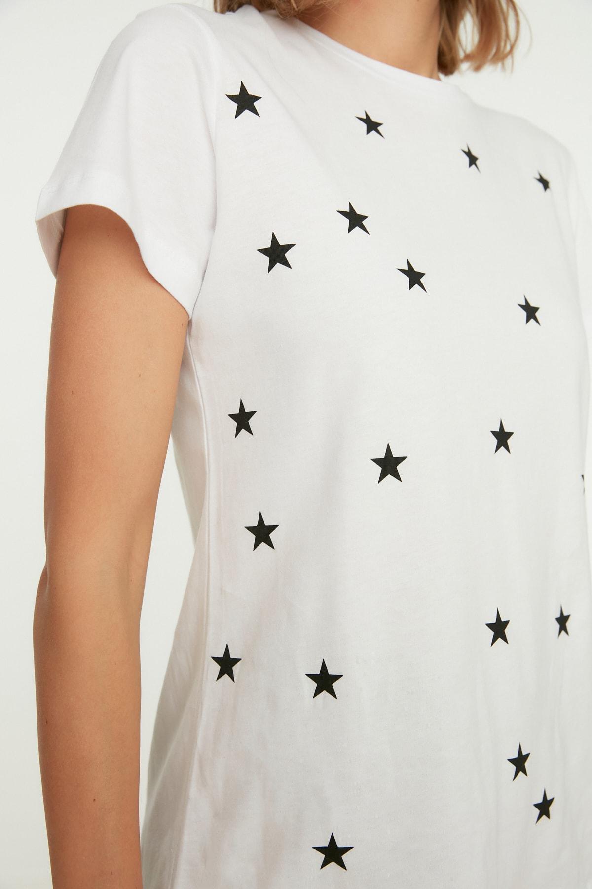White Crew Neck Cotton T-Shirt, , large image number 5
