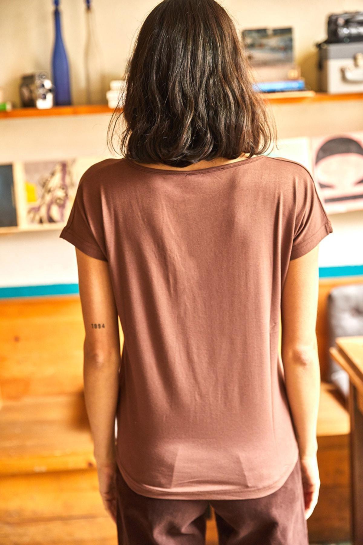 Brown Collar Loose Lace Blouse, , large image number 1