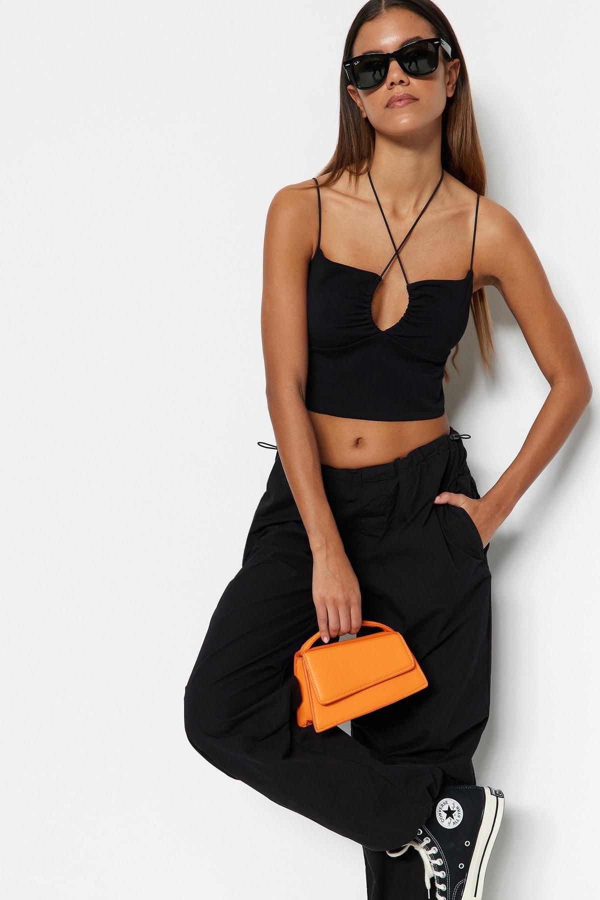 Black Halter Neck Tank Top, , large image number 1