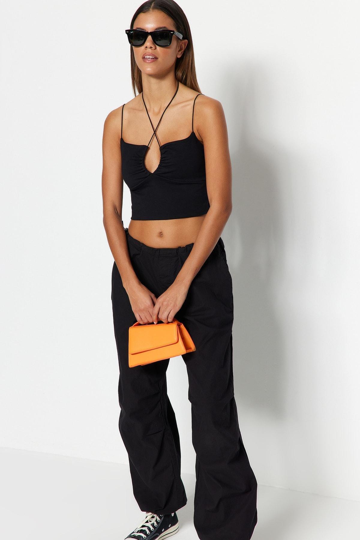 Black Halter Neck Tank Top, , large image number 3