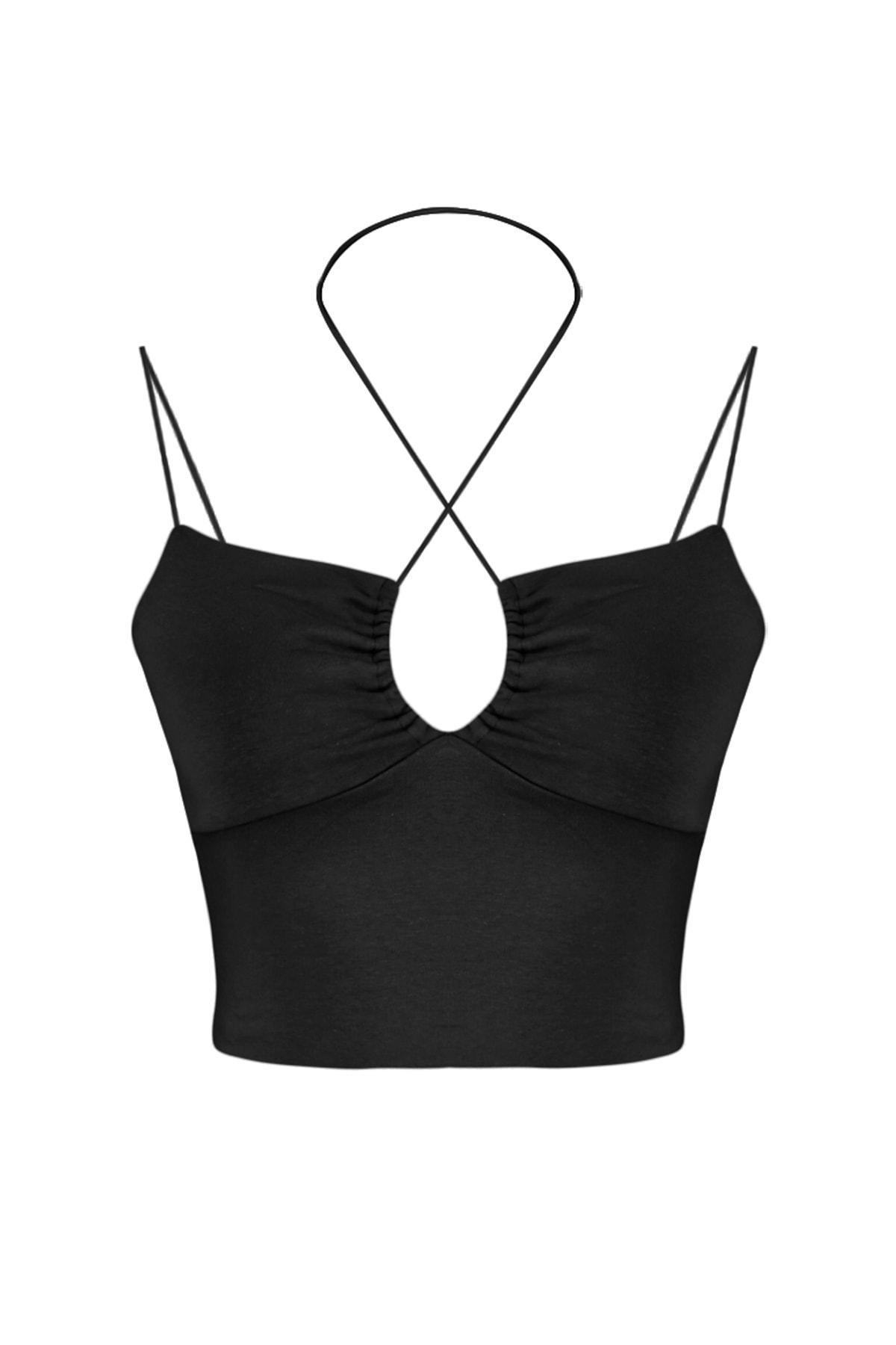 Black Halter Neck Tank Top, , large image number 6