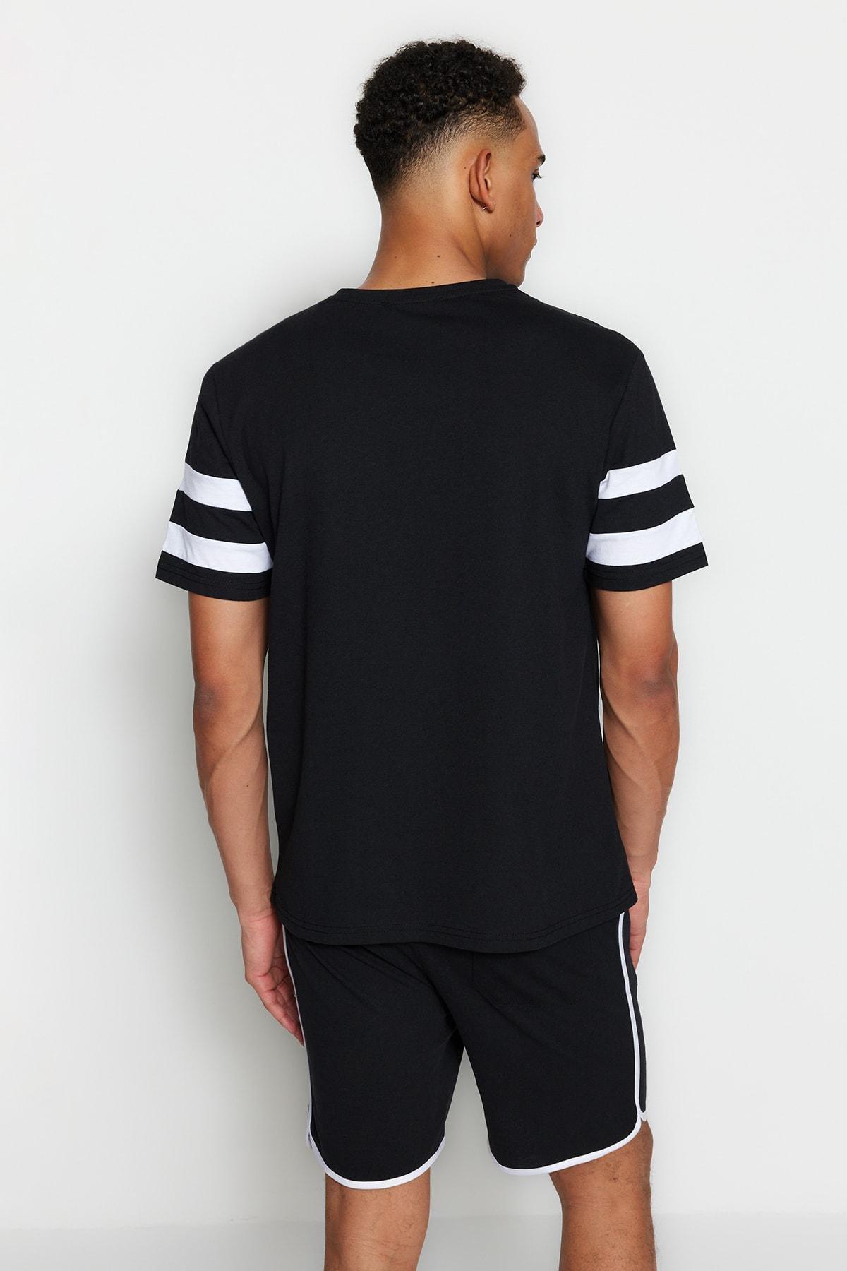 Black Crew Neck Pyjama Set, , large image number 6