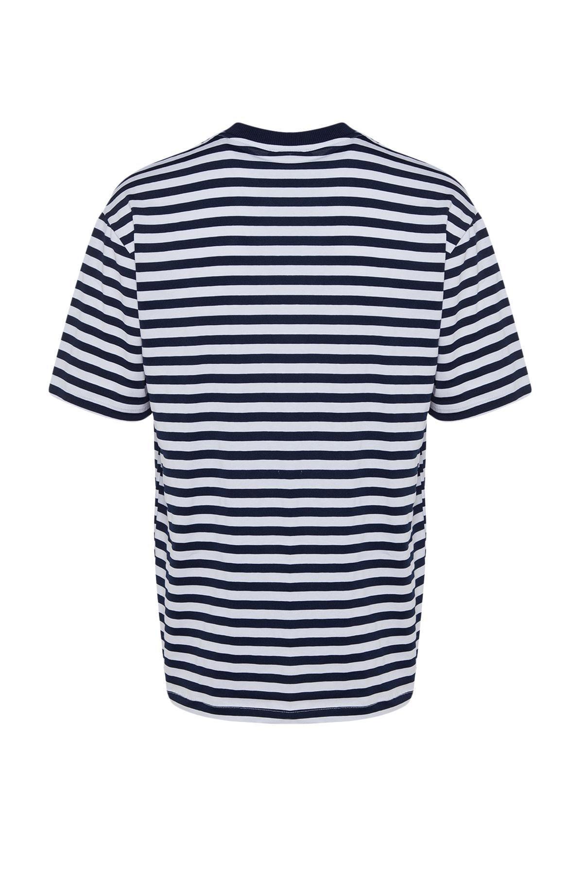 Navy Striped Crew Neck T-Shirt, , large image number 8