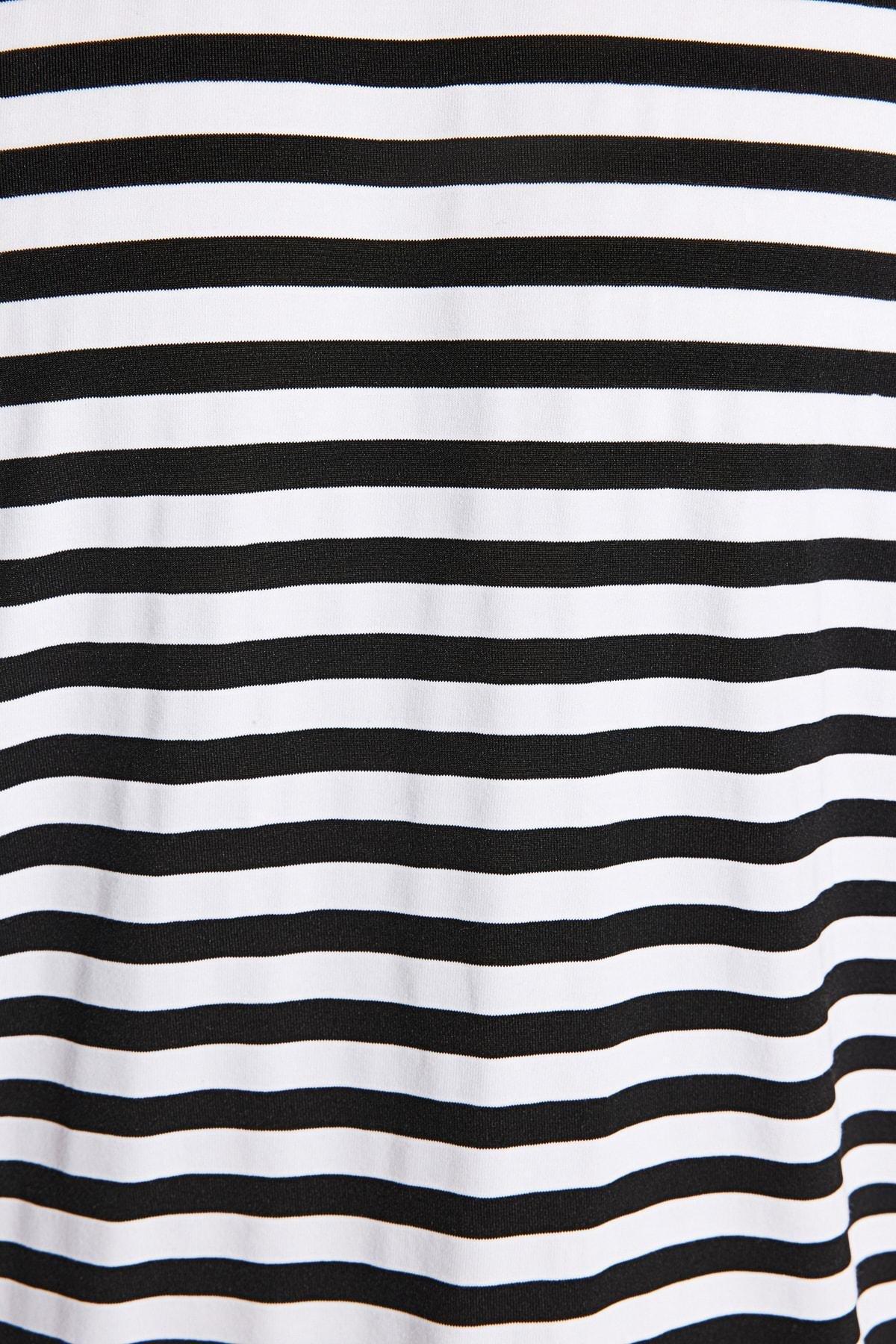 Black Striped Crew Neck T-Shirt, Black, large image number 8