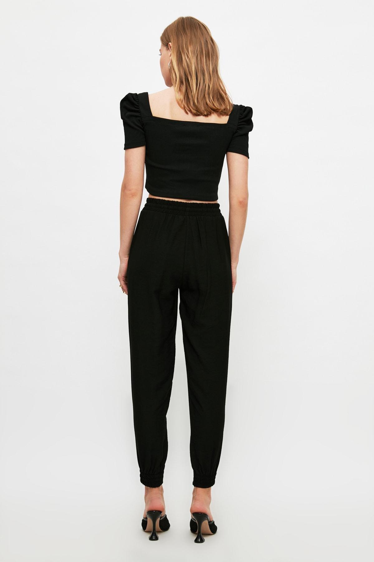 Black Joggers High Waist Pants, , large image number 4