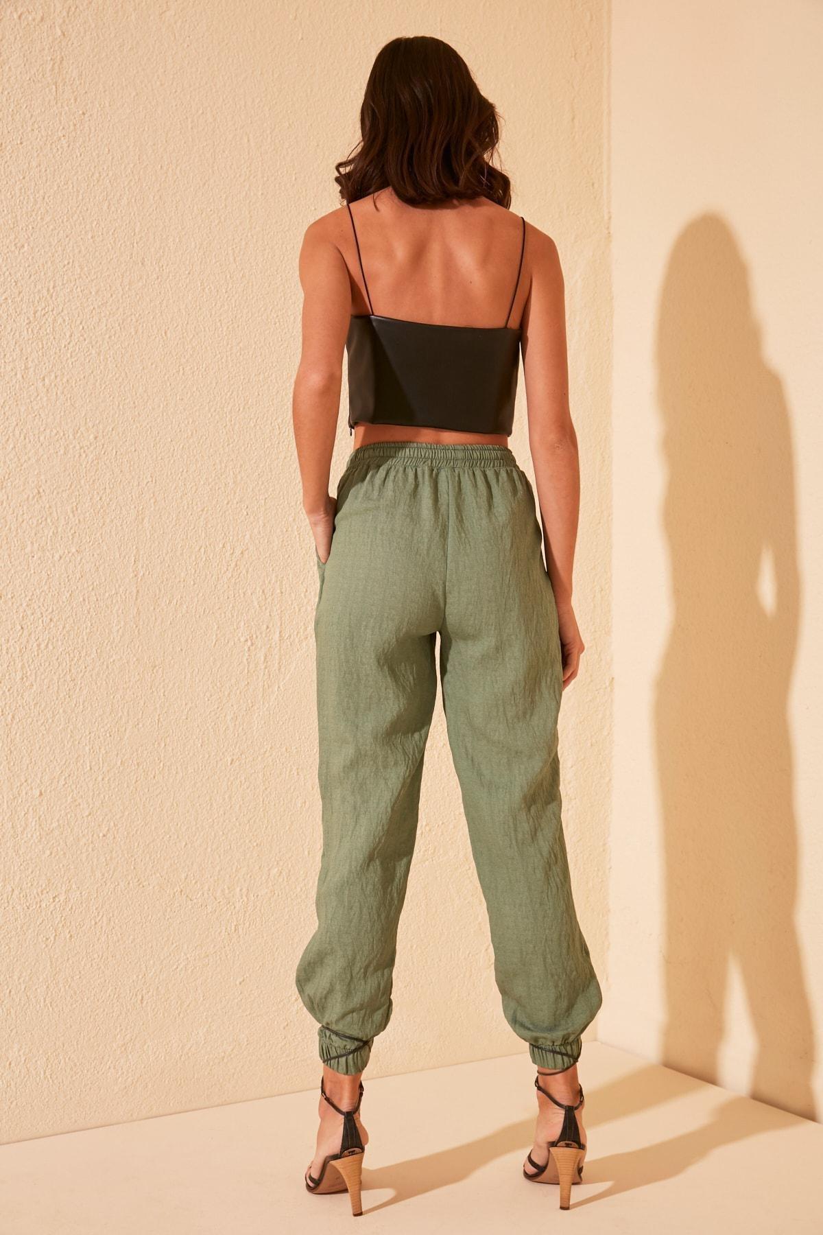 Green Joggers High Waist Pants, Green, large image number 8