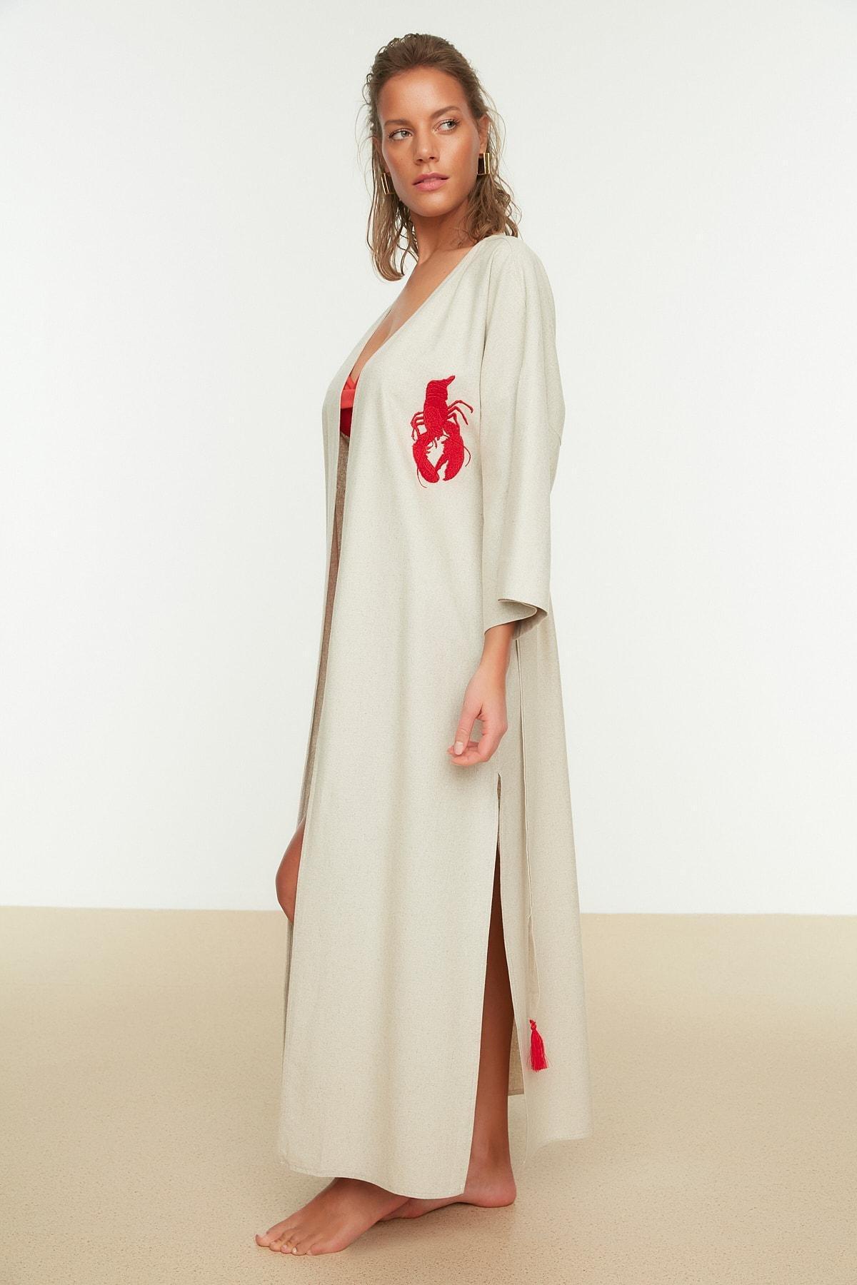 Ethnic Pattern V-Neck Kaftan, , large image number 1