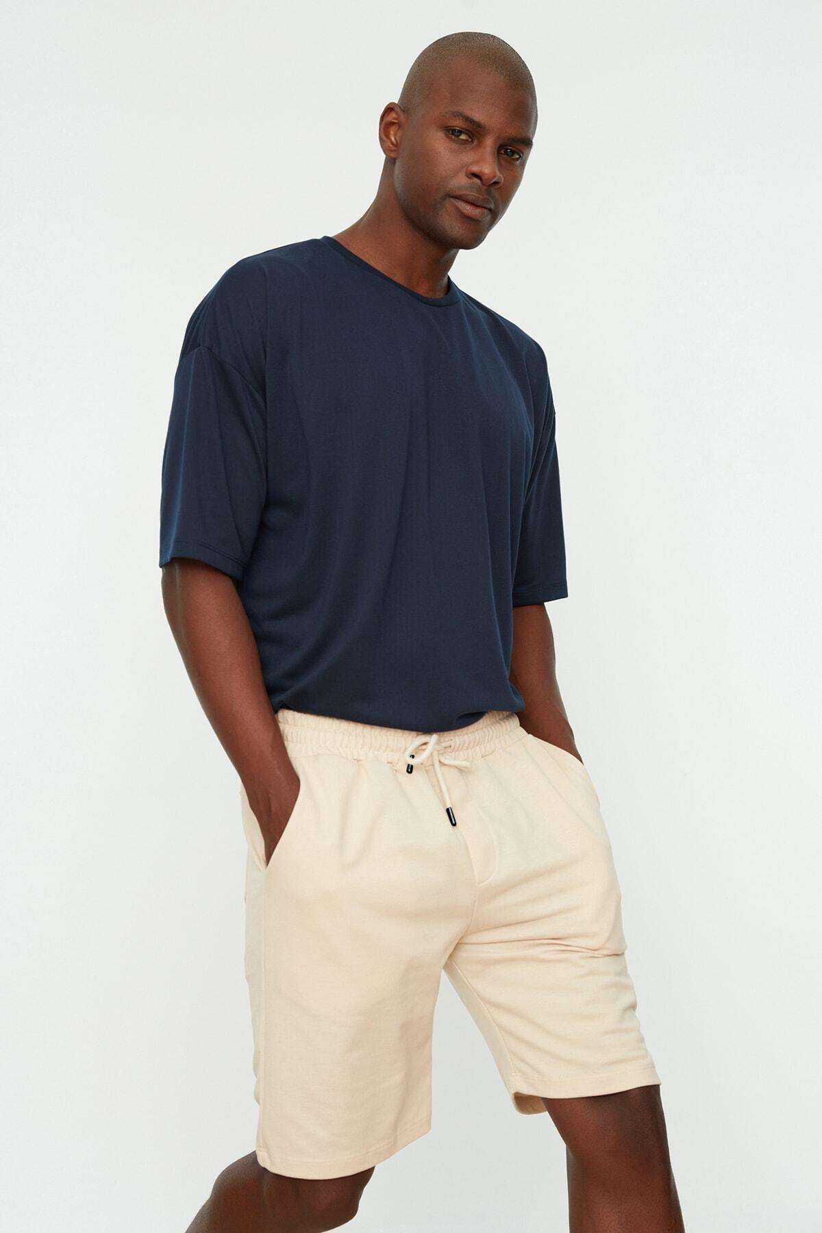 Beige Relaxed Shorts, , large image number 1