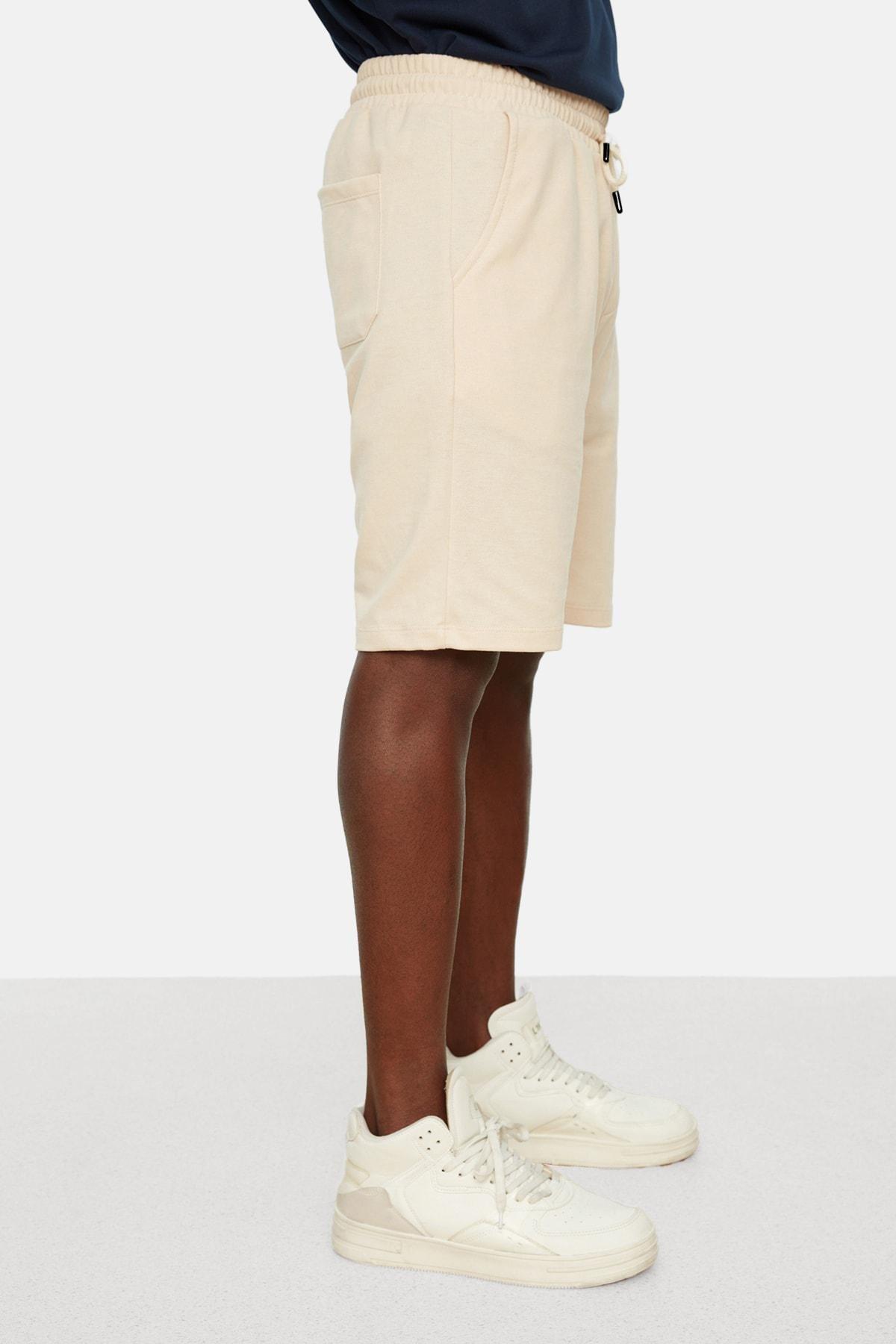 Beige Relaxed Shorts, , large image number 3