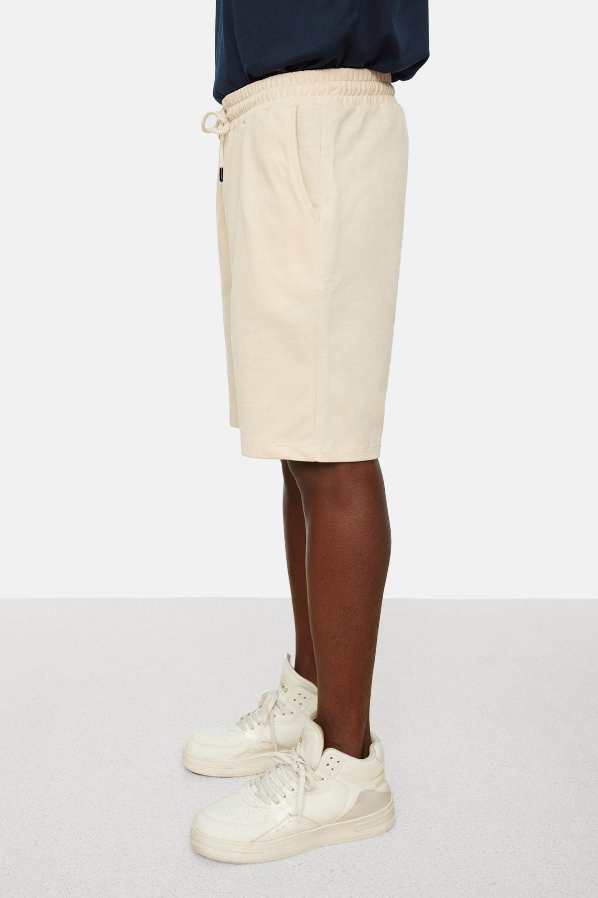 Beige Relaxed Shorts, , large image number 4