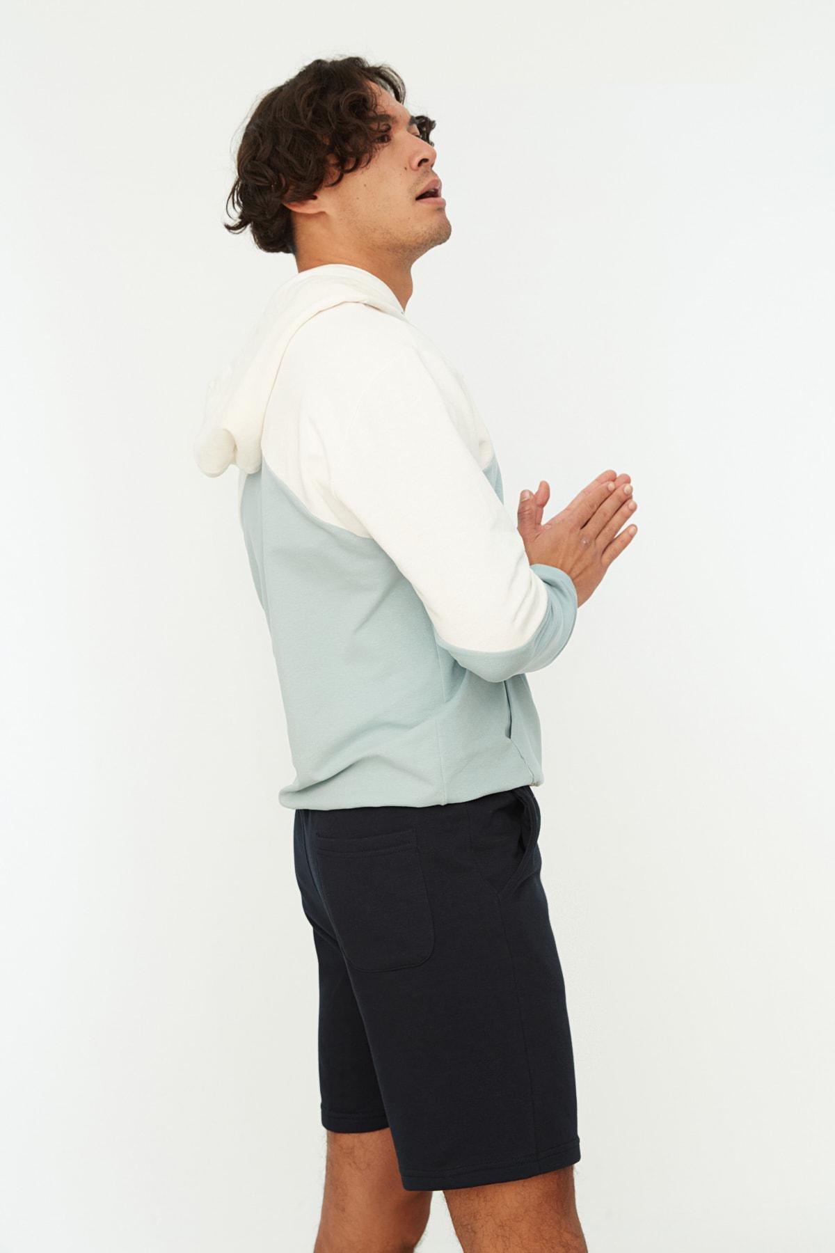 شورت بقصة مستقيمة بخصر متوسط الارتفاع، كحلي, Dark blue, large image number 3