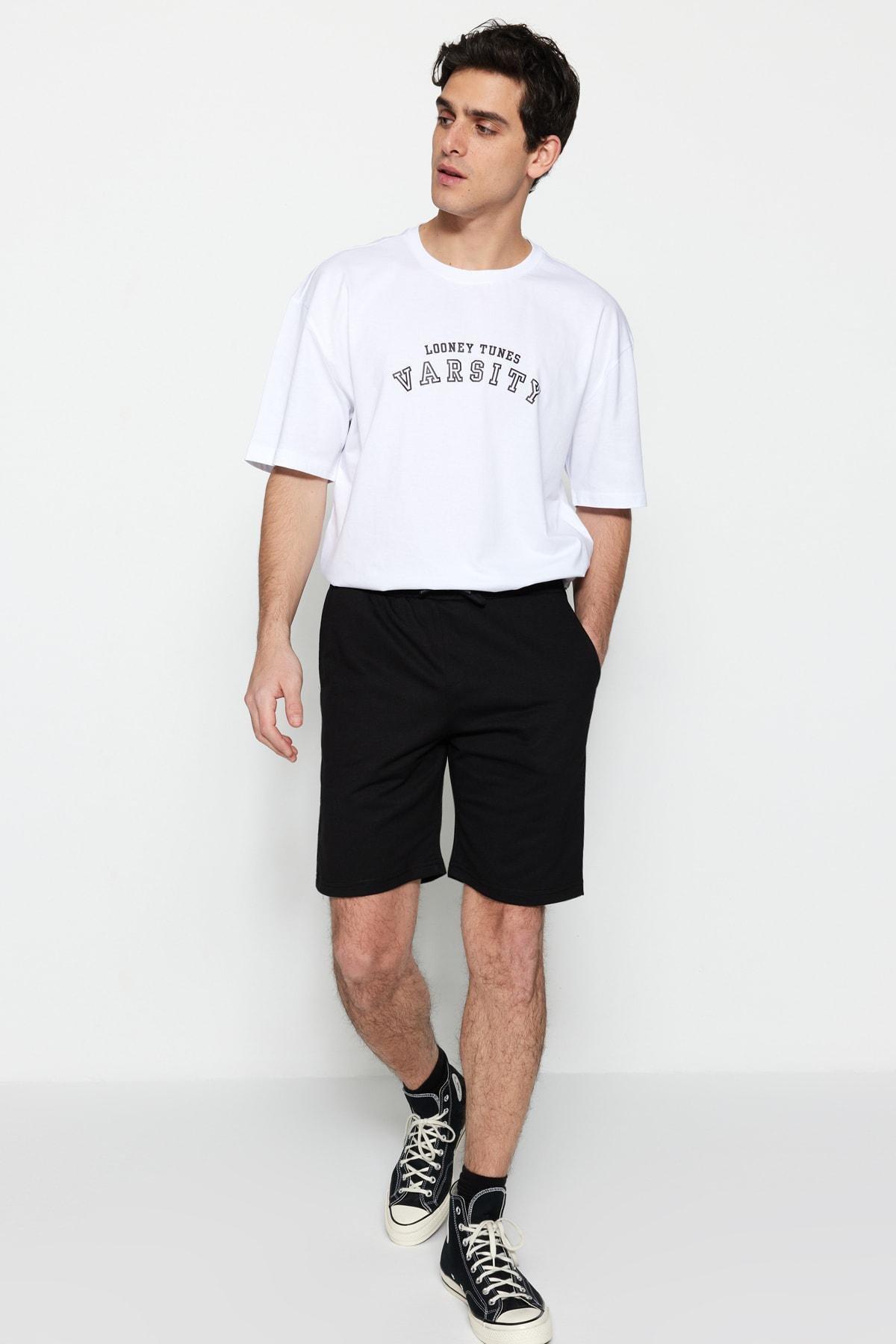 Black Normal Waist Straight Shorts, Black, large image number 2