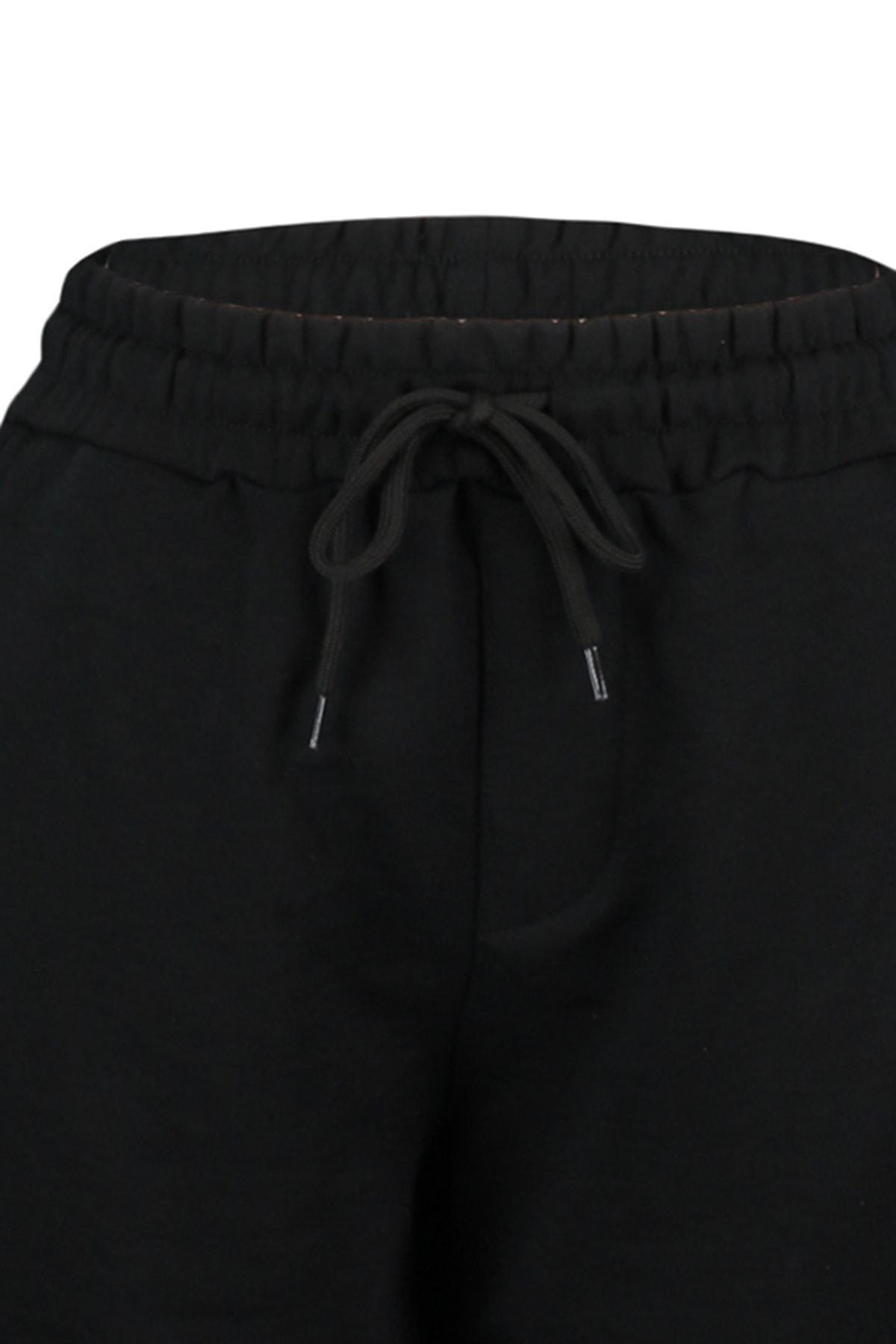 Black Normal Waist Straight Shorts, Black, large image number 7