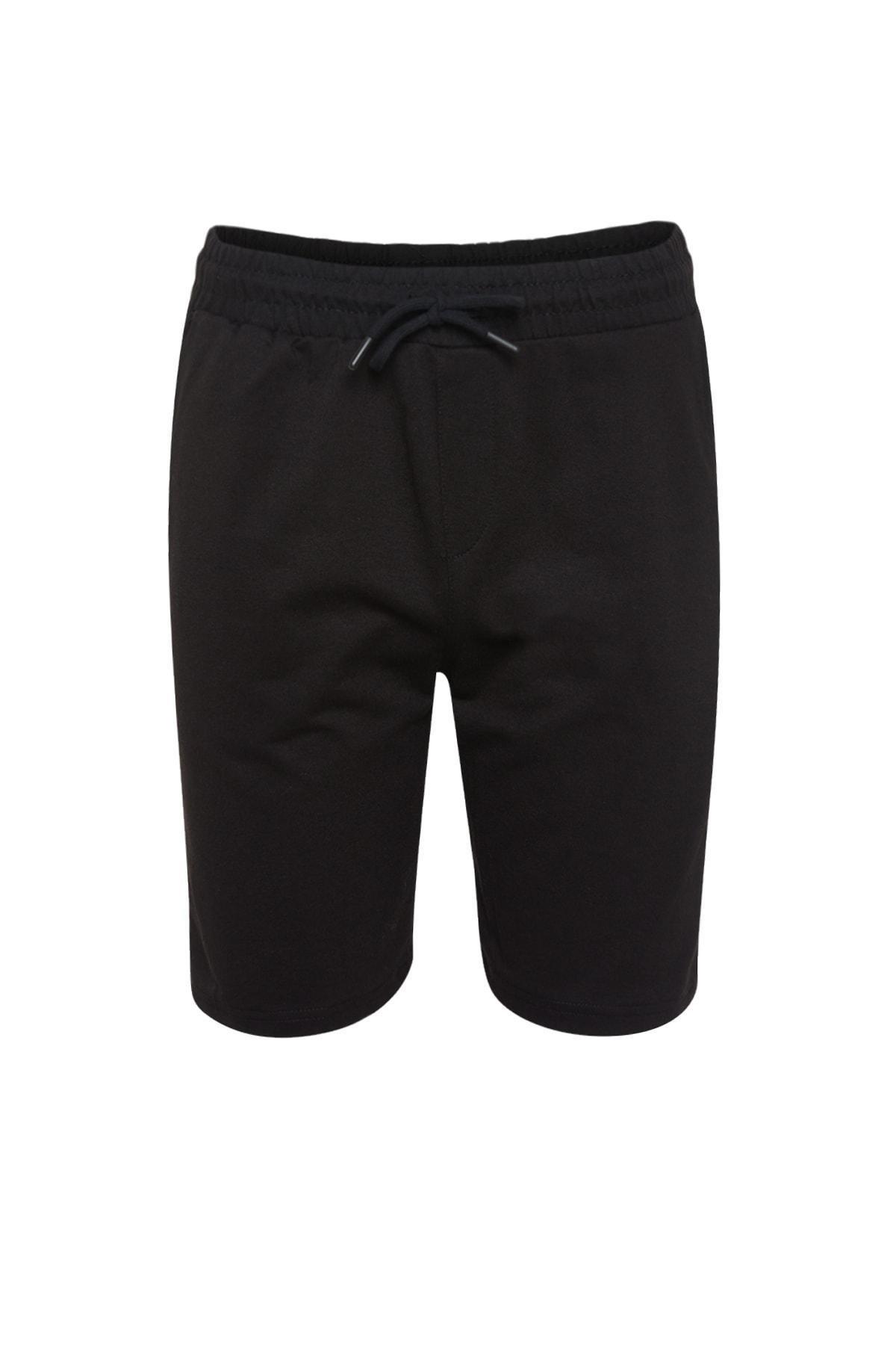 Black Normal Waist Straight Shorts, Black, large image number 8
