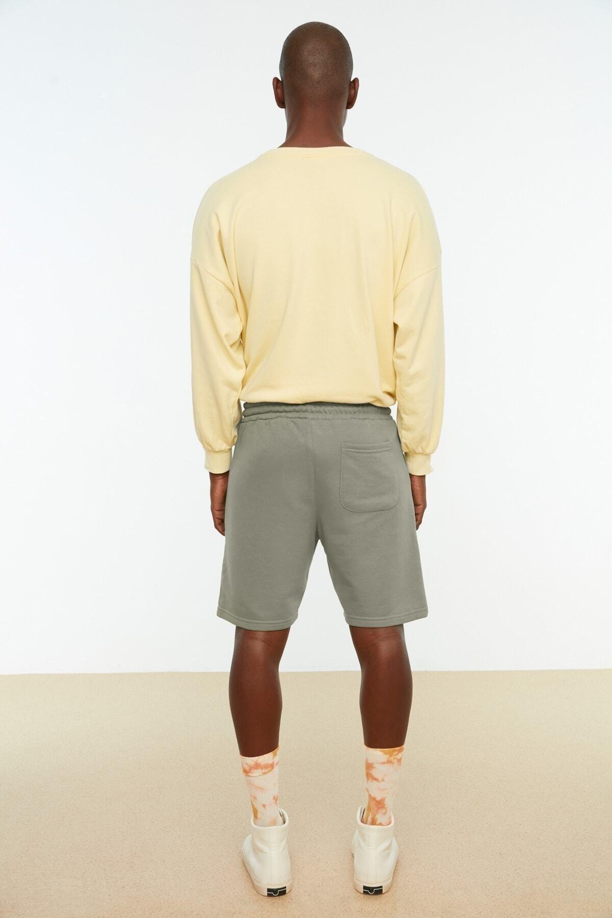 Khaki Normal Waist Straight Shorts, , large image number 6