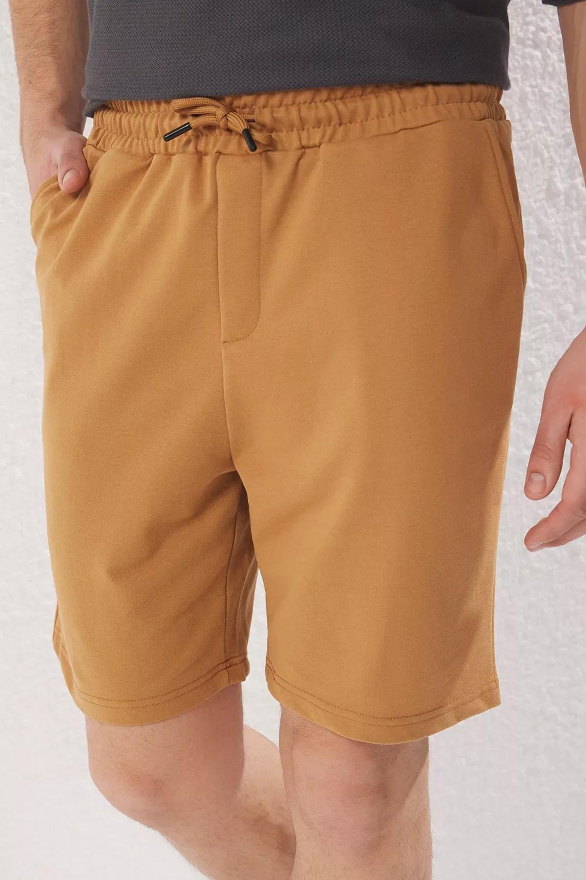 Camel Regular Mid-Length Plain Shorts, C101_7454, medium