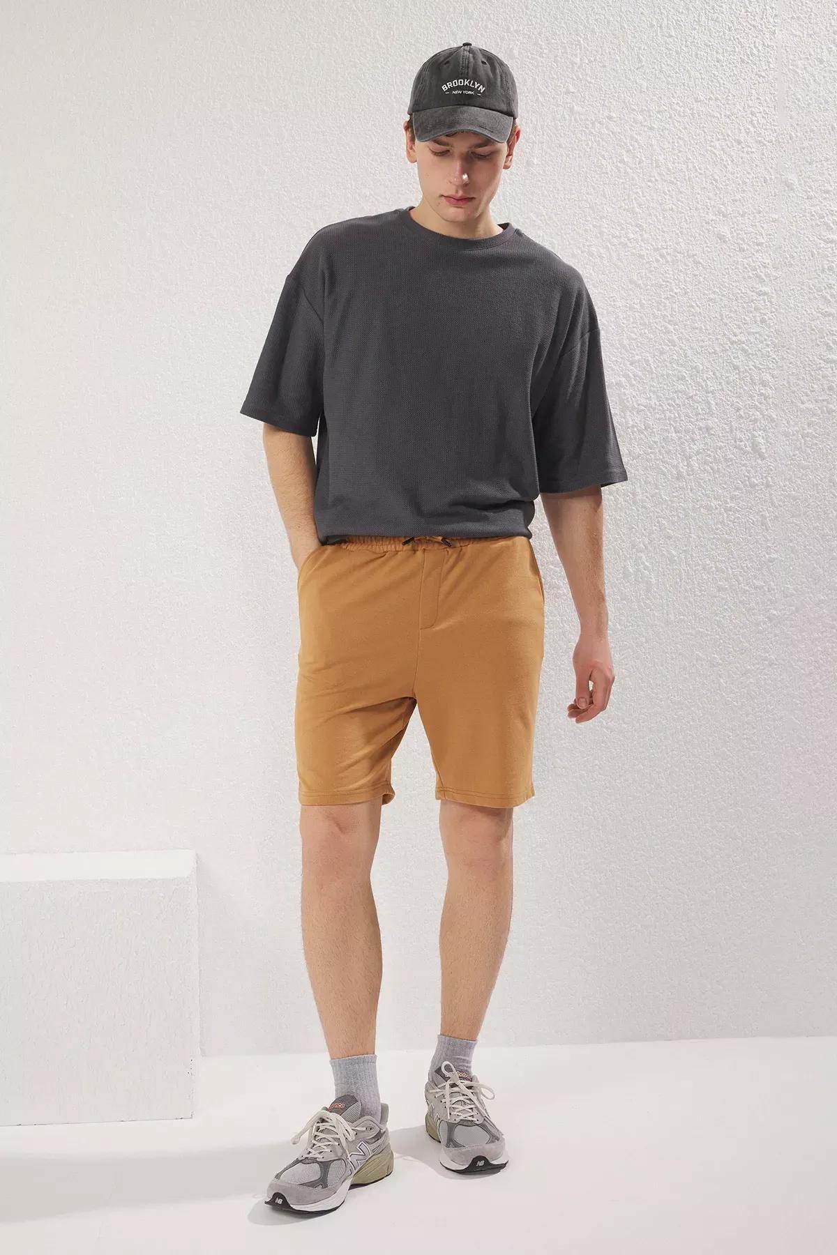 Camel Regular Mid-Length Plain Shorts, C101_7454, large image number 2