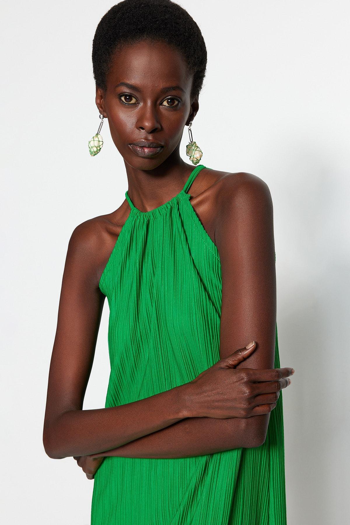 Green Halterneck Shift Dress, , large image number 0