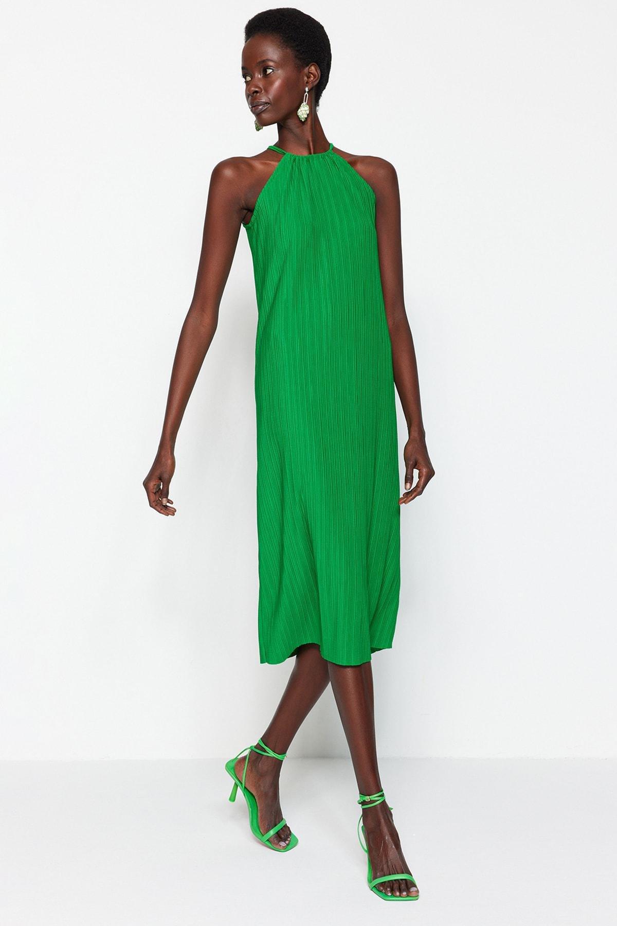 Green Halterneck Shift Dress, , large image number 1