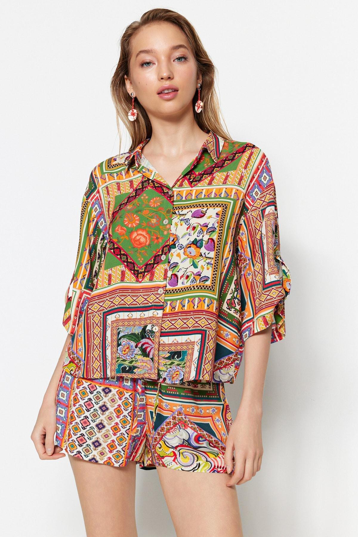 Multicolour Shirt Collar Co-Ord Set, , large image number 2