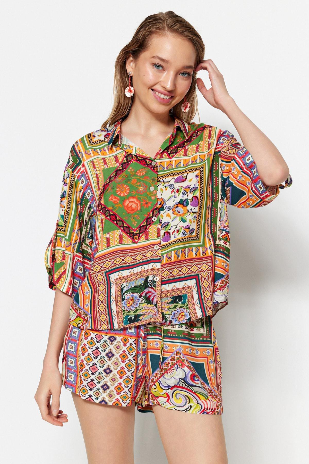 Multicolour Shirt Collar Co-Ord Set, , large image number 4
