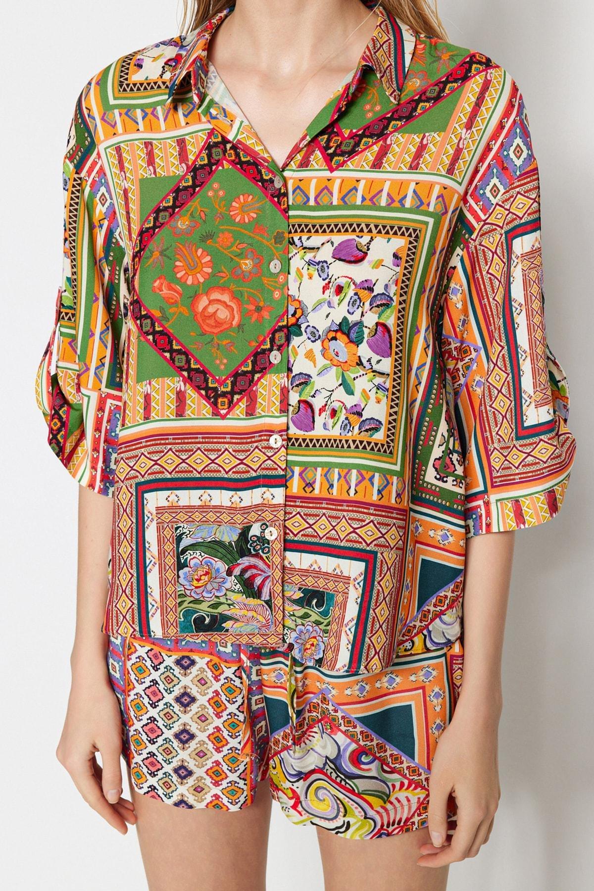 Multicolour Shirt Collar Co-Ord Set, , large image number 7
