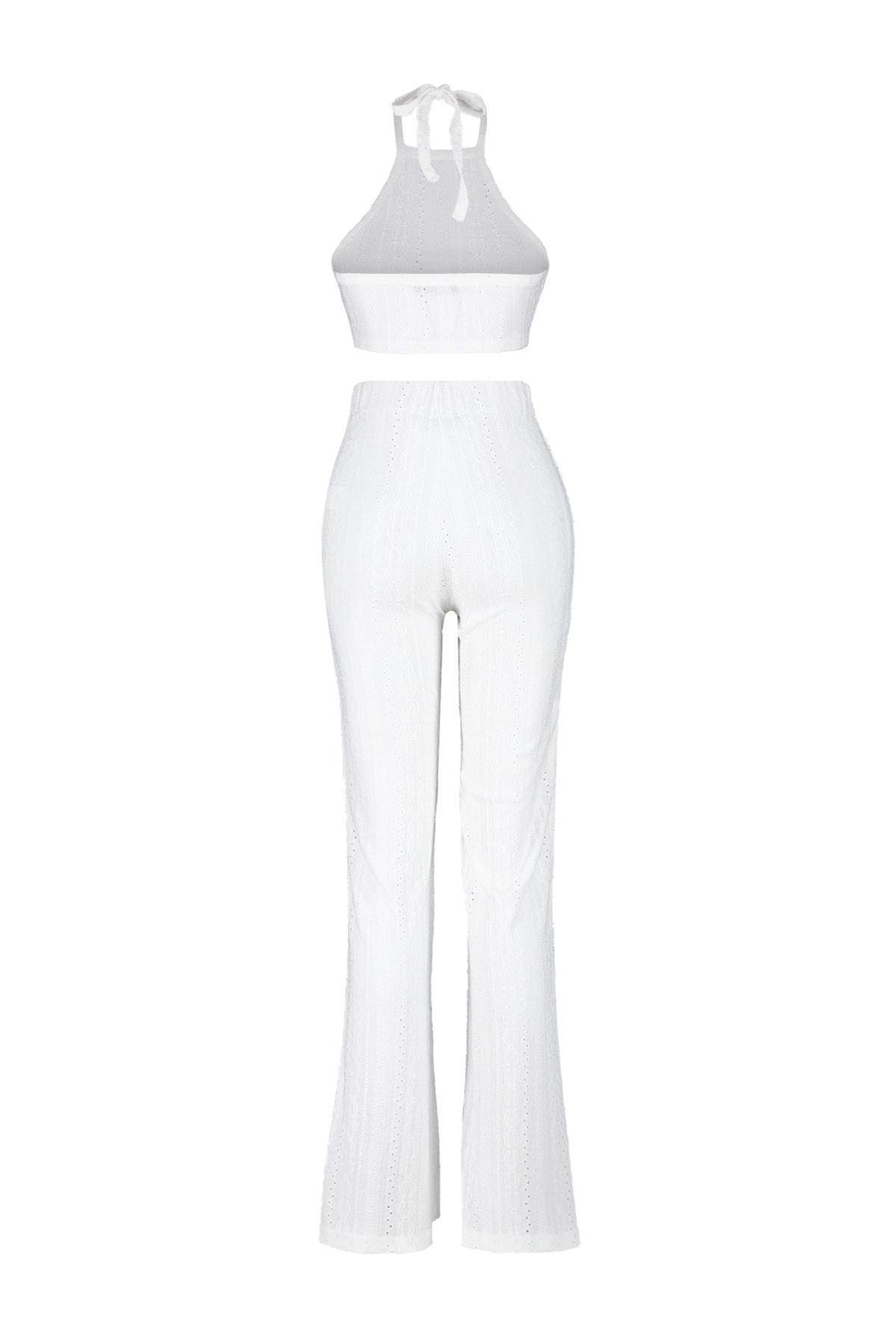 White Halterneck Slim Co-Ord Set, , large image number 7