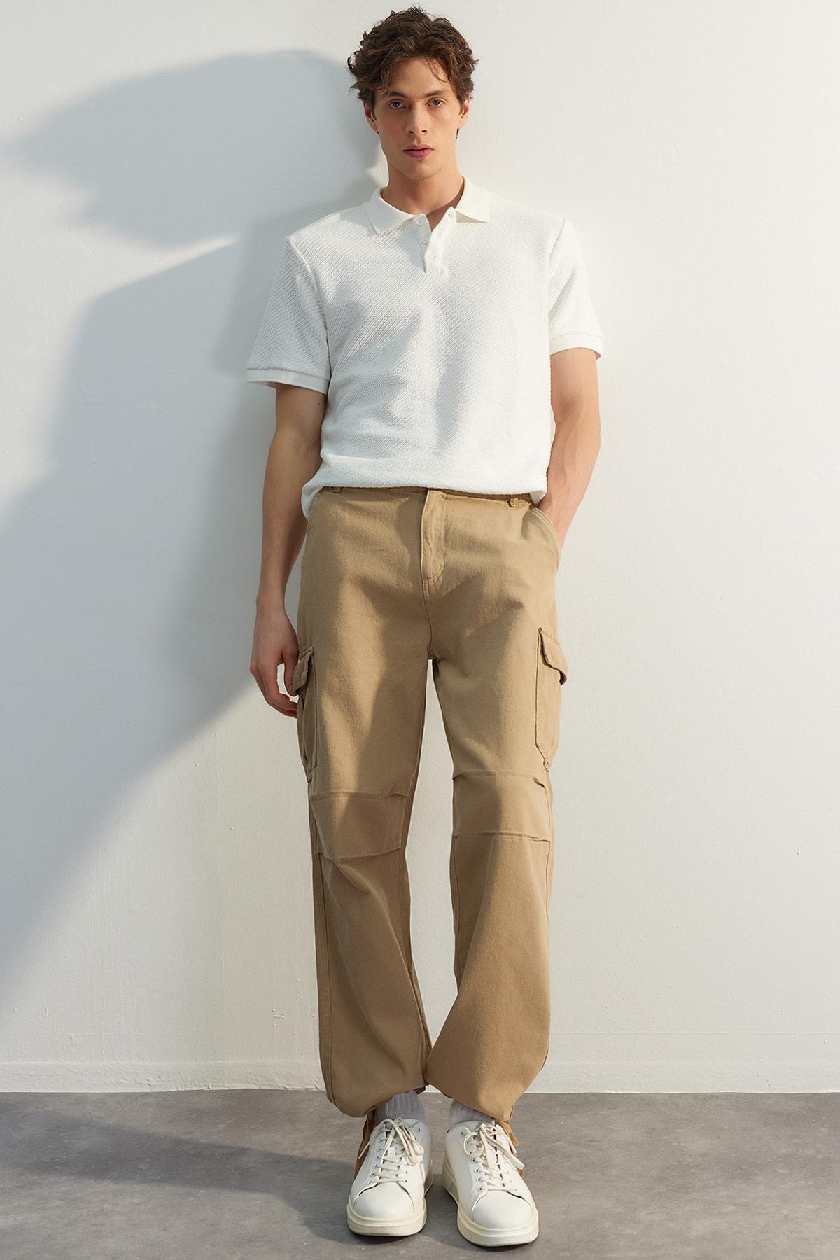 Beige Loose Pants, , large image number 1