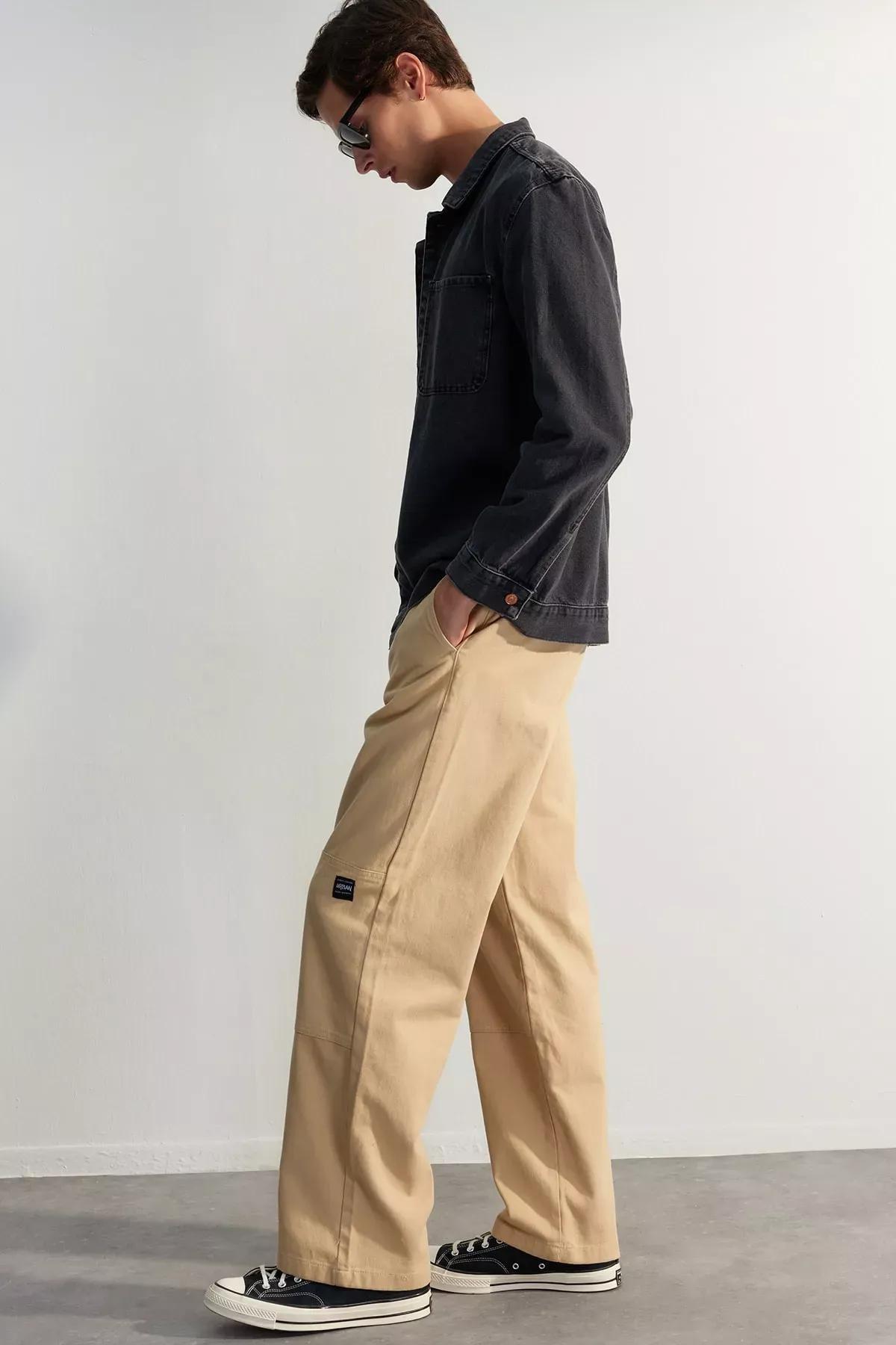 Beige Limited Edition Loose Fit Trousers, Mink, large image number 1