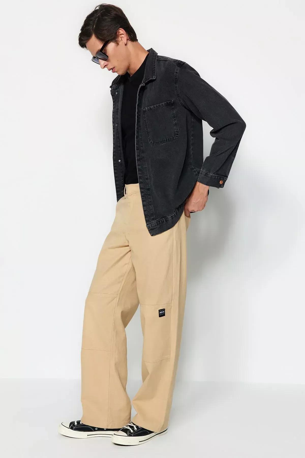Beige Limited Edition Loose Fit Trousers, Mink, large image number 3