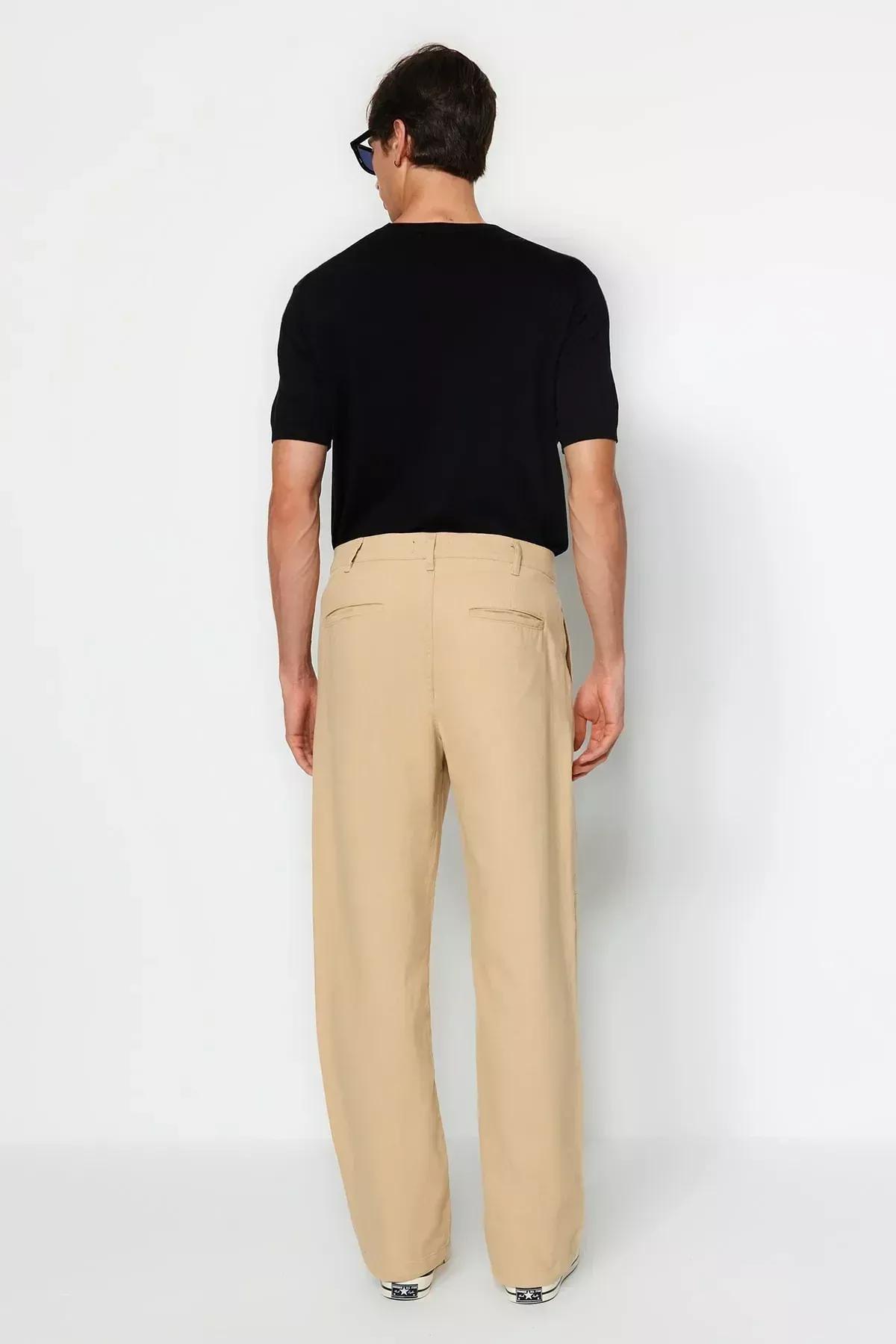 Beige Limited Edition Loose Fit Trousers, Mink, large image number 4