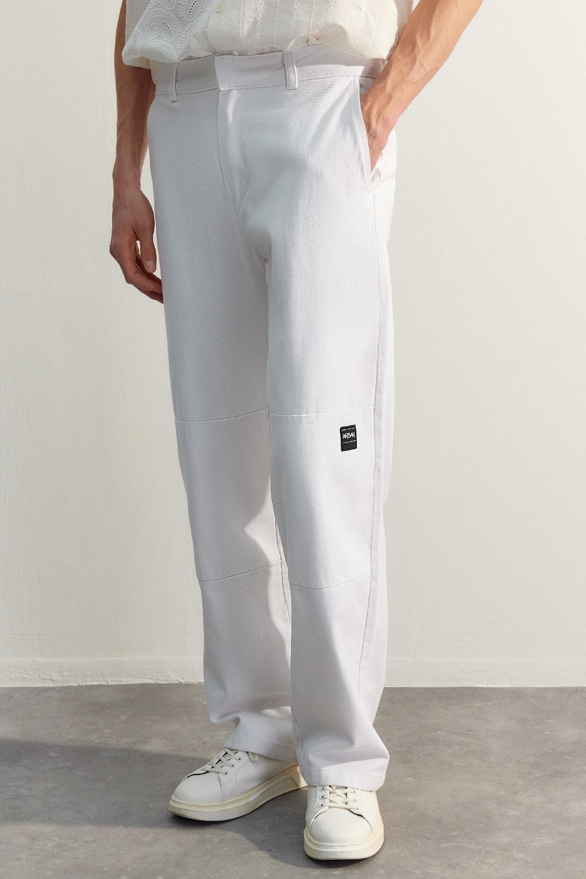 White Limited Edition Loose Fit Gabardine Trousers, , large image number 4