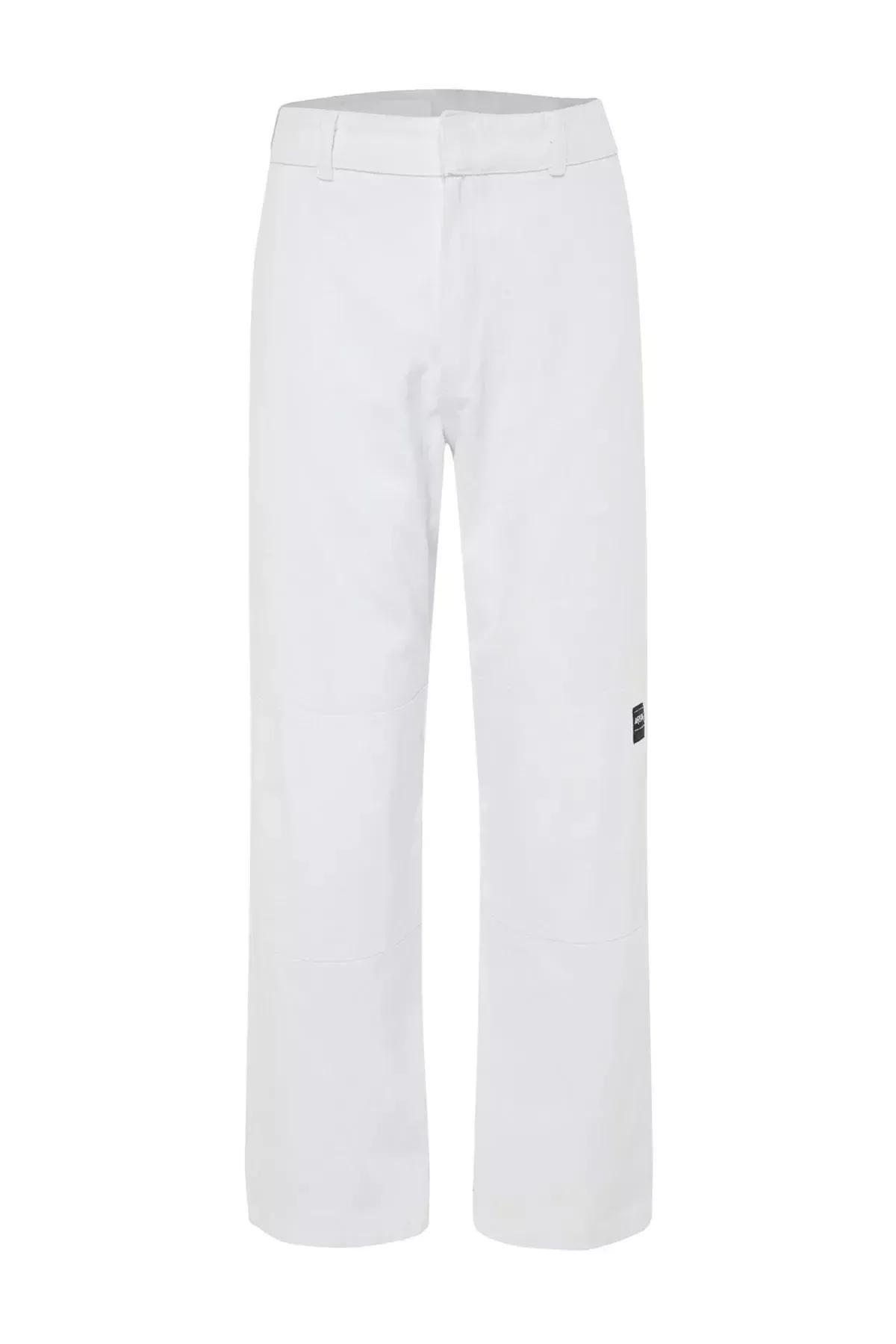 White Limited Edition Loose Fit Gabardine Trousers, White, large image number 6