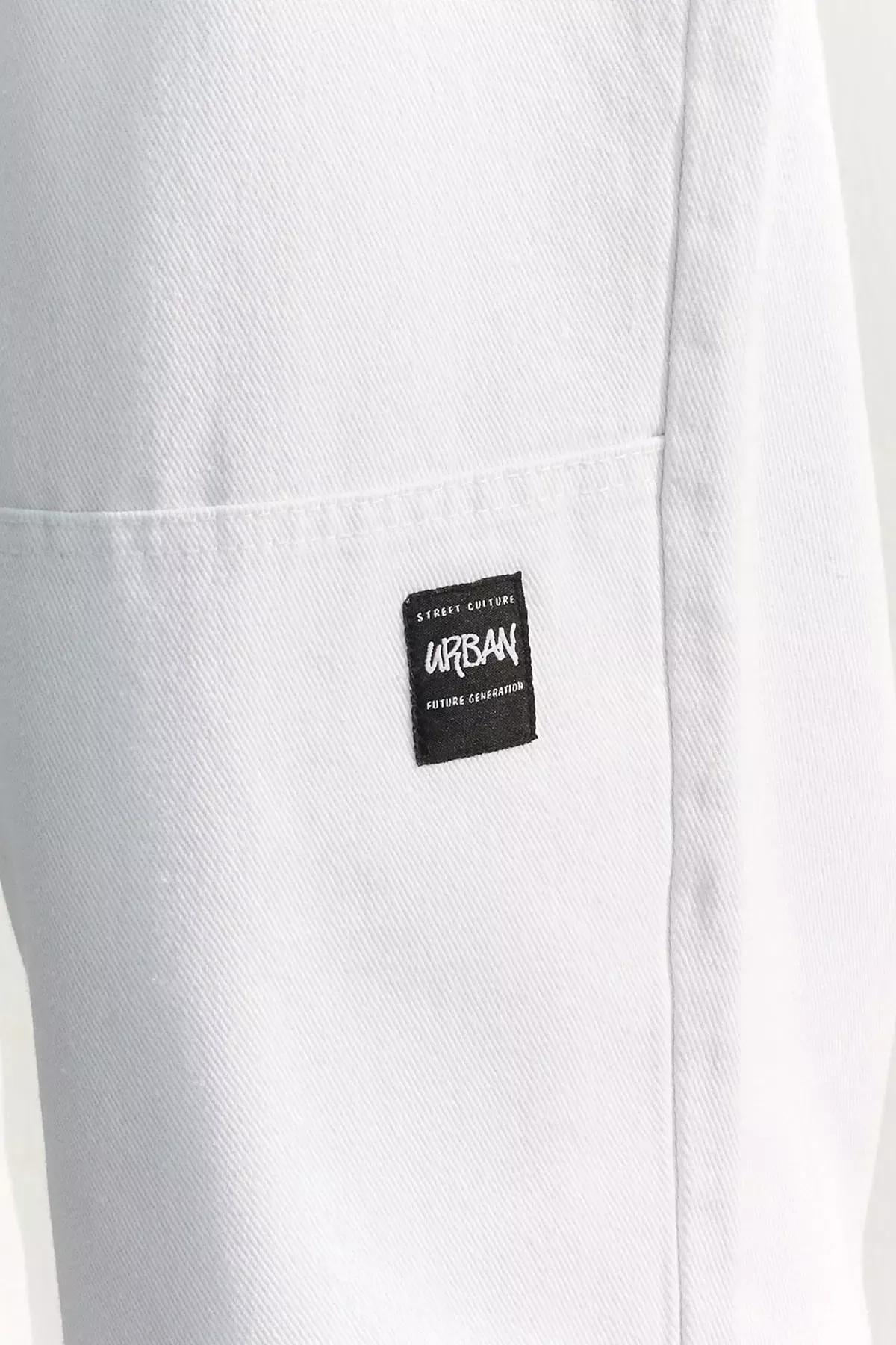 White Limited Edition Loose Fit Gabardine Trousers, White, large image number 7