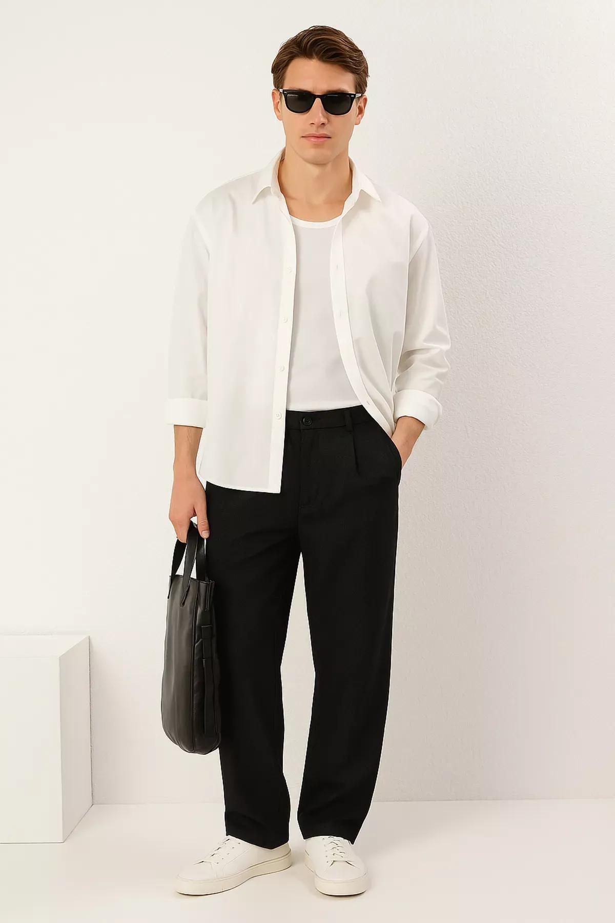 Black Wide Leg Pants, BLACK, large image number 3