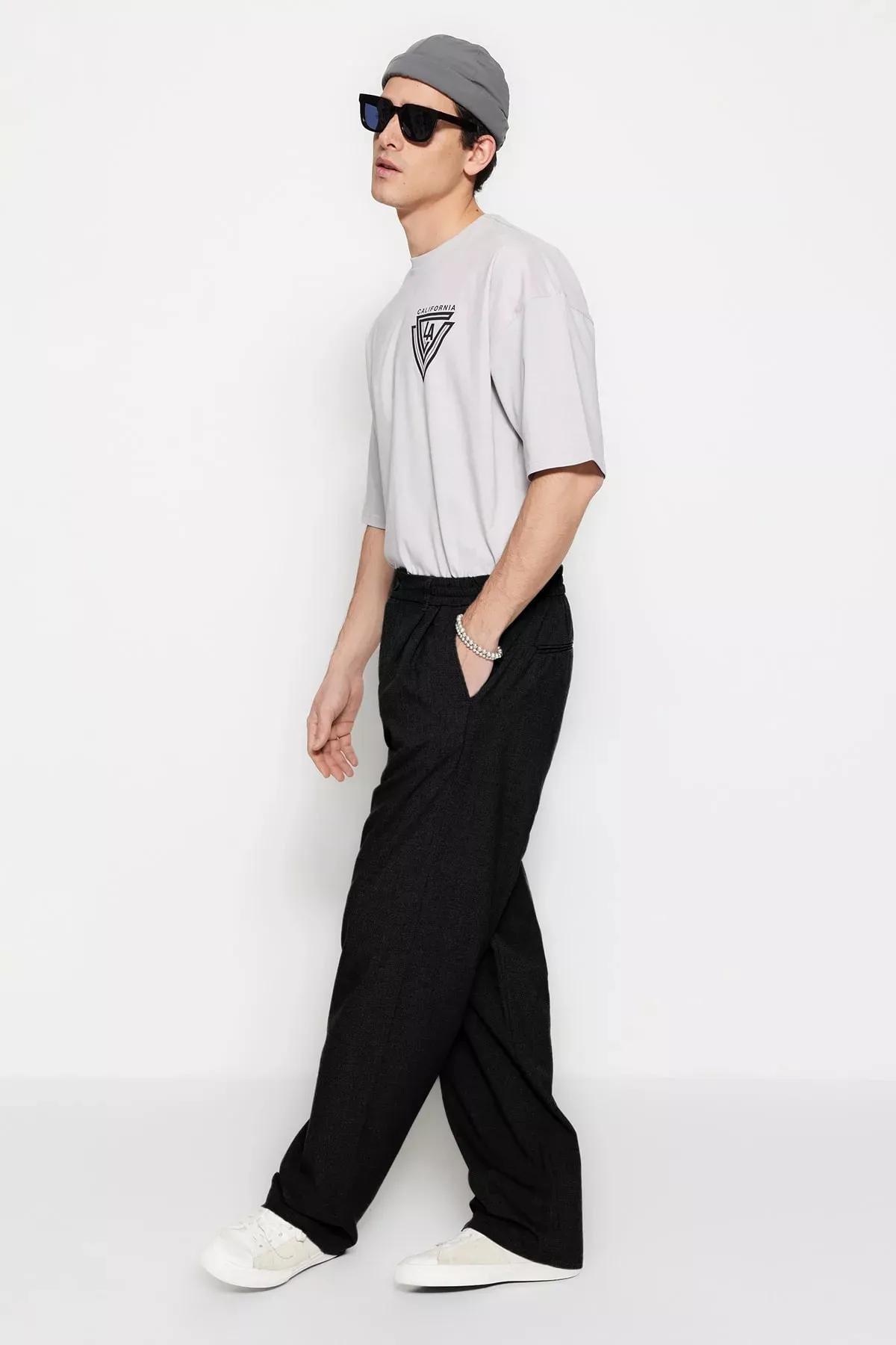 Black Wide Leg Pants, BLACK, large image number 4