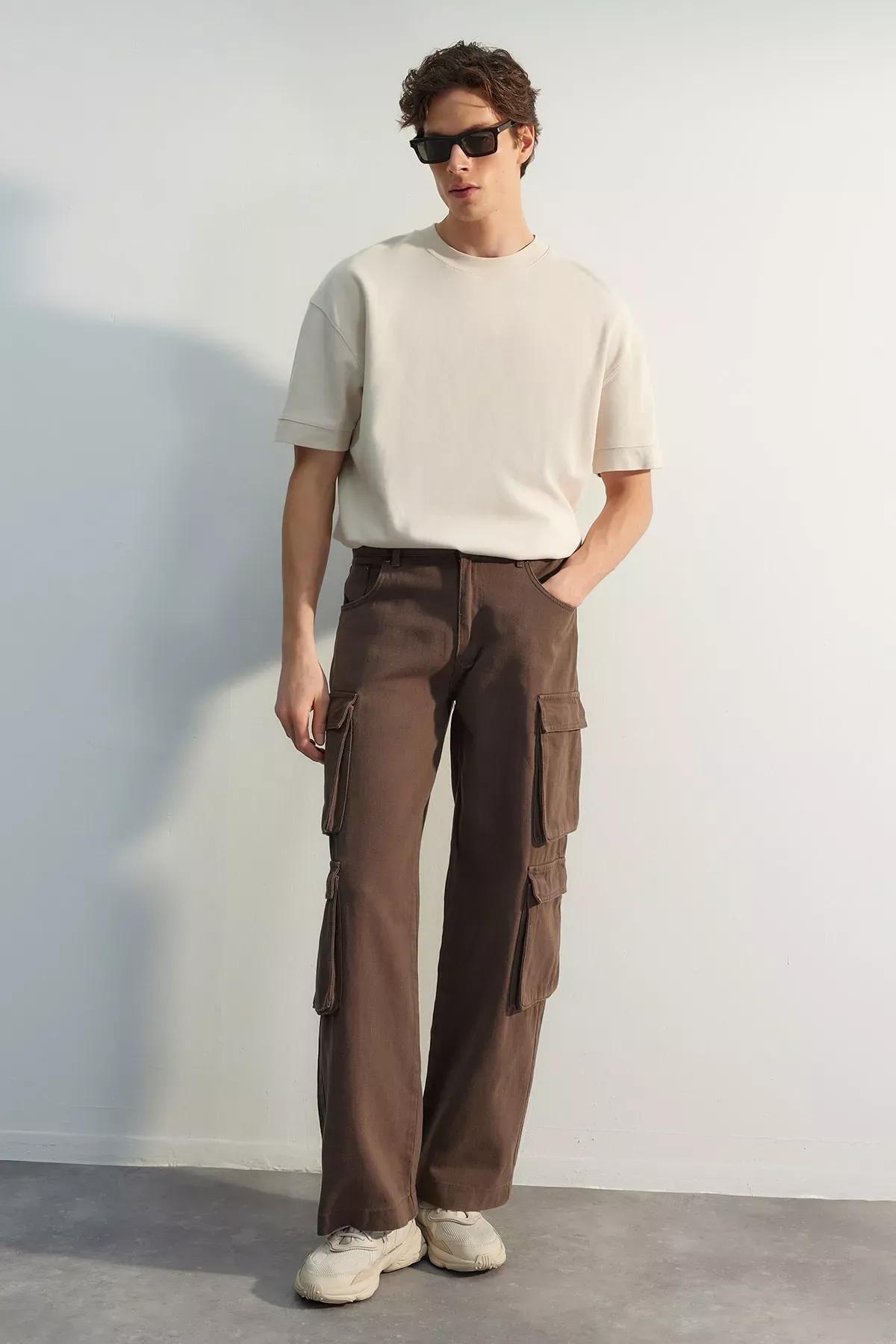 Brown Wide Leg Pants, Brown, large image number 2
